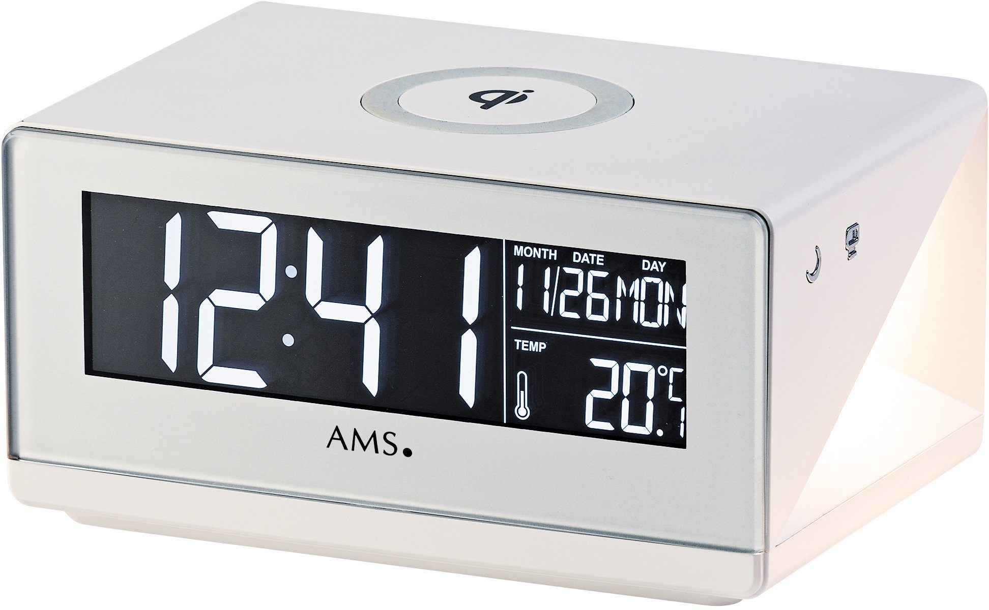 AMS Quarzwecker T1300 Wecker, digital Wecker, Schlafzimmer. Ladestation
