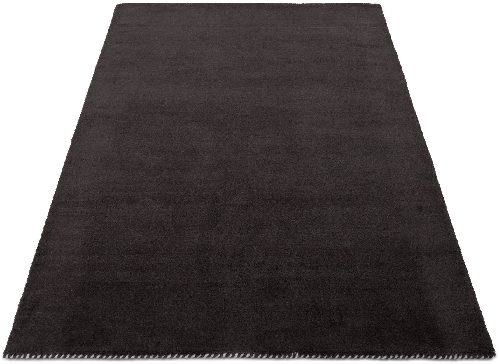 carpetfine Wollteppich Gabbeh Lola Uni, rechteckig, Höhe: 14 mm, mit natürlichem Pflanzenmaterial von Hand gewebt, auch in Rund