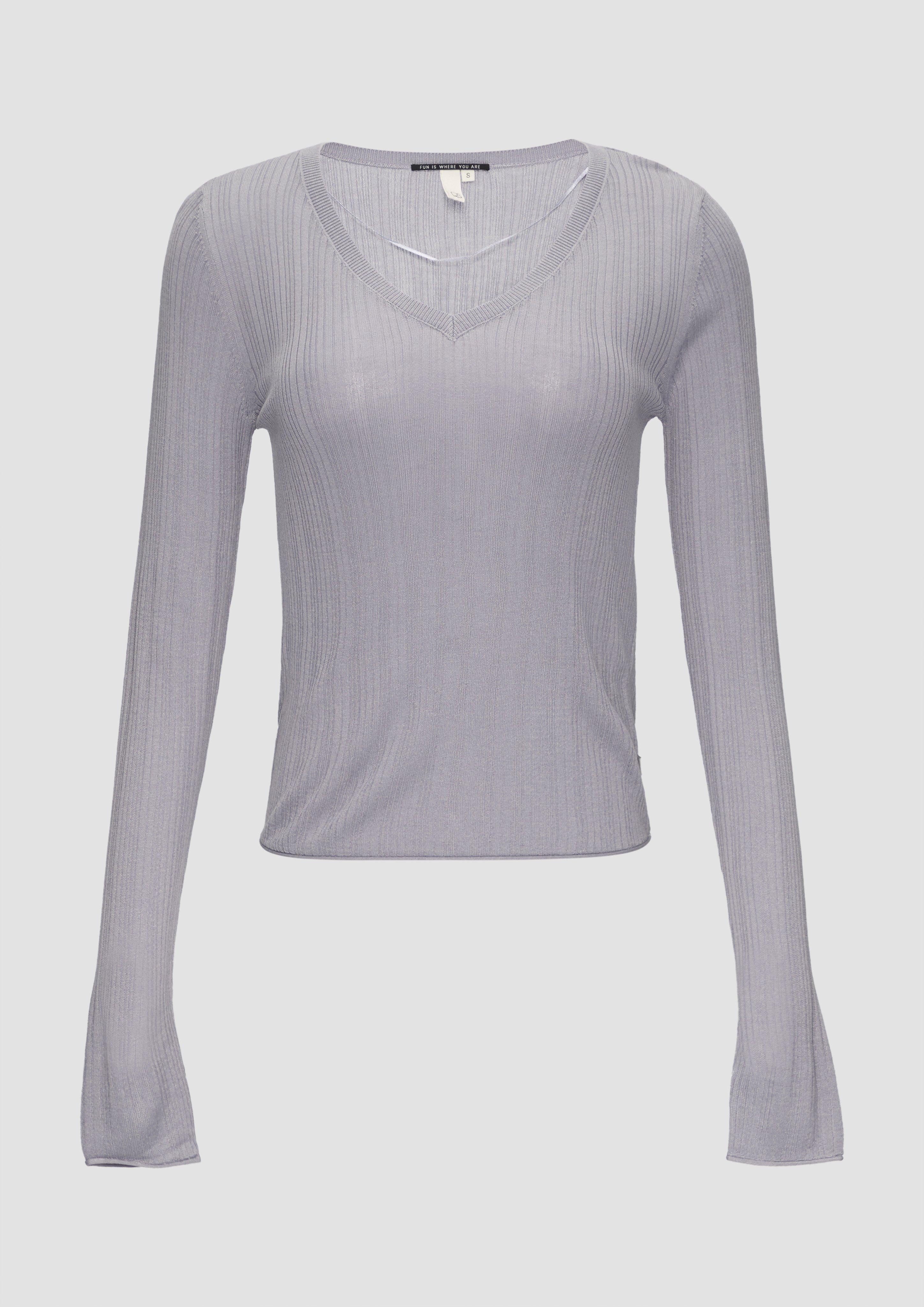QS Strickpullover Gerippter Feinstrickpullover aus Viskosemix günstig online kaufen