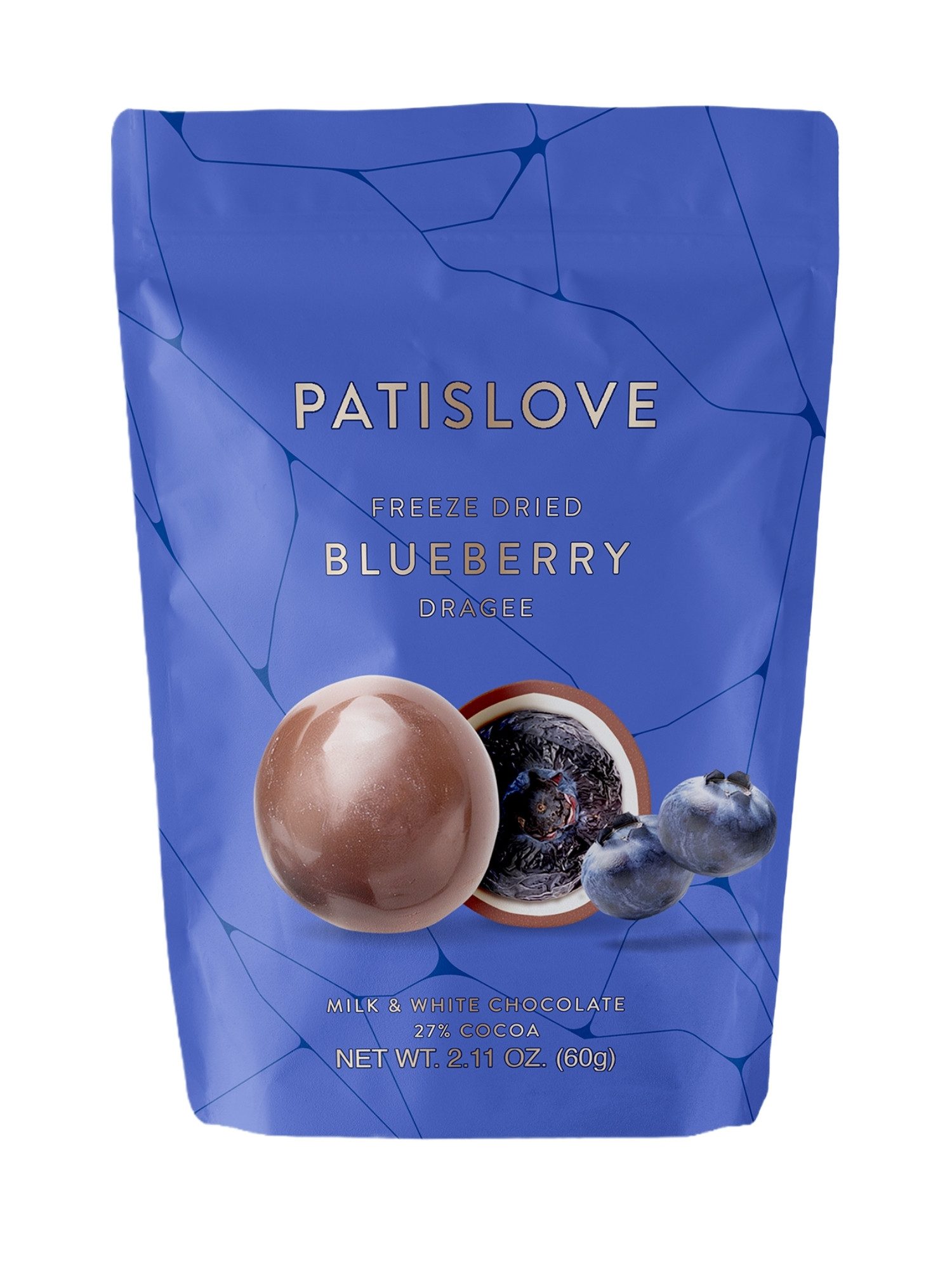 PATISLOVE Schokolade Patislove Heidelbeer Dragee Gefriergetrocknet in Schweizer Schokolade, Ohne künstliche Farbstoffe, 100% echte Frucht.