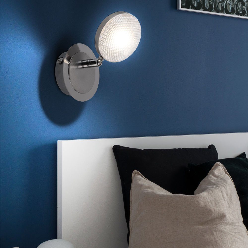 Wohn Flur Beleuchtung etc-shop Strahler Lampe Ess Zimmer Spot LED Wand fest LED verbaut, Warmweiß, Wandleuchte, Chrom LED-Leuchtmittel