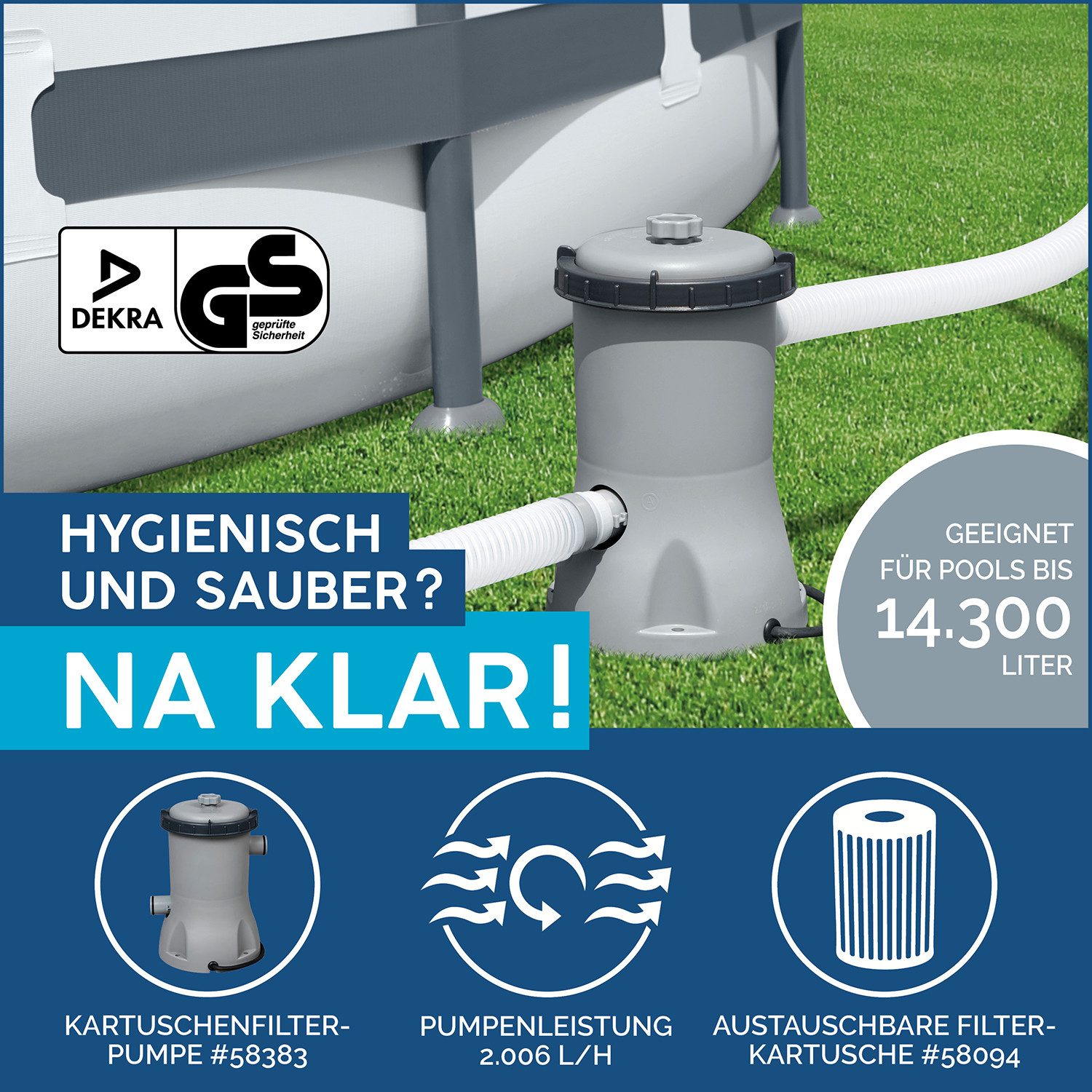 Bestway Quick-Up Pool Fast Set™ (Set, Inkl. Filterpumpe, Sicherheitsleiter), Ø 457 x 107 cm