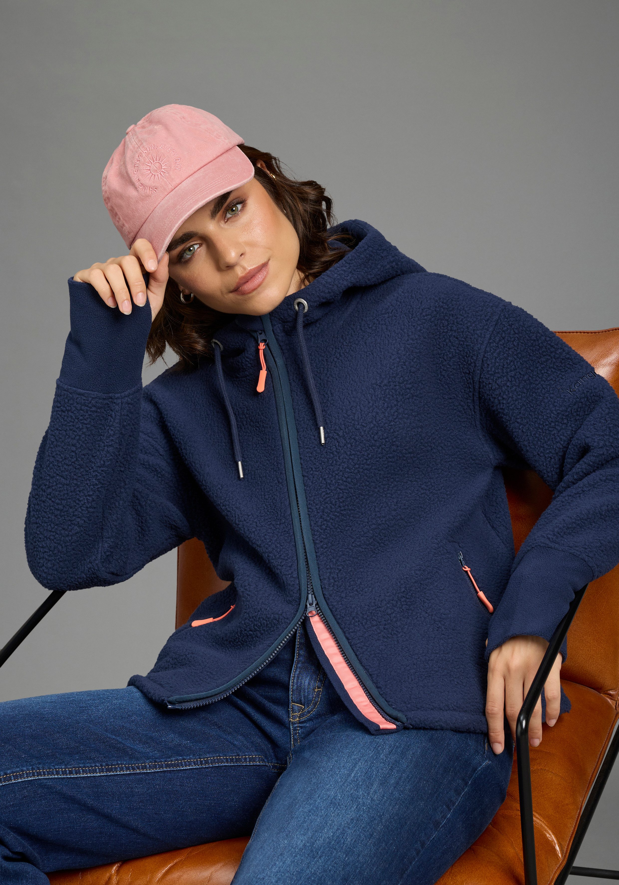 KangaROOS Fleecejacke mit relaxed fit, hüftlange Form