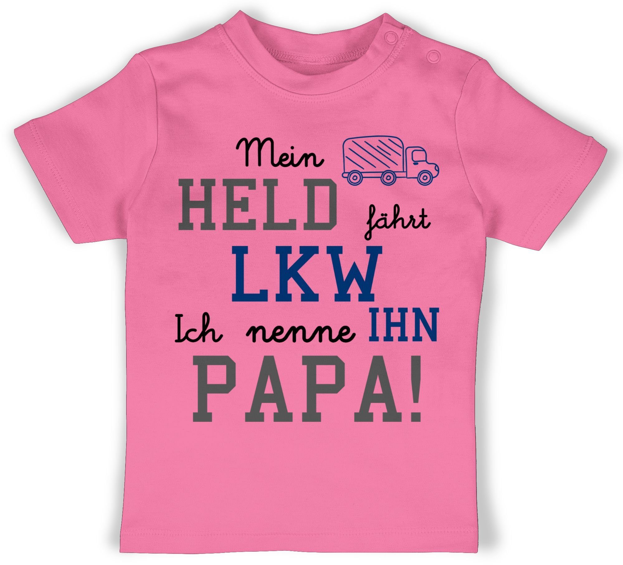 Shirtracer T-Shirt Mein Held fährt LKW Sprüche Baby 2 Pink