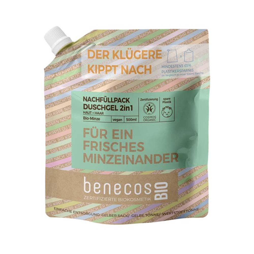 Benecos Duschgel Minze - Duschgel 2in1 Haut+Haar Refill 500ml