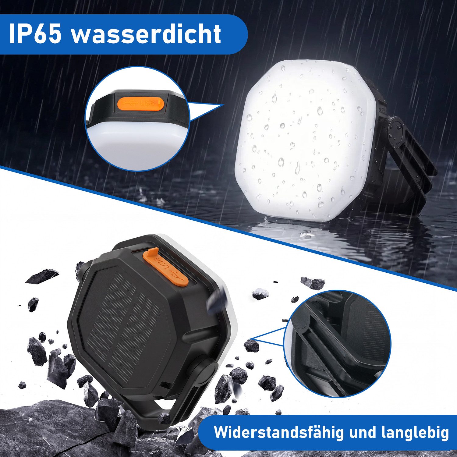 oyajia LED Außen-Wandleuchte LED Laterne Solar Campinglampe & Powerbank 6600mAh Outdoor Camping, IP65 Wasserdicht, LED fest integriert, Warmweiß, Kaltweiß, Neutralweiß, Tragbar Aufladbar Zeltlampe für Camping, Stromausfälle, Wandern