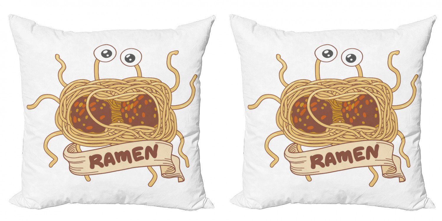 Digitaldruck, Modern Accent Humorvoll Stück), (2 fliegendes Kissenbezüge Spaghettimonster Abakuhaus Doppelseitiger