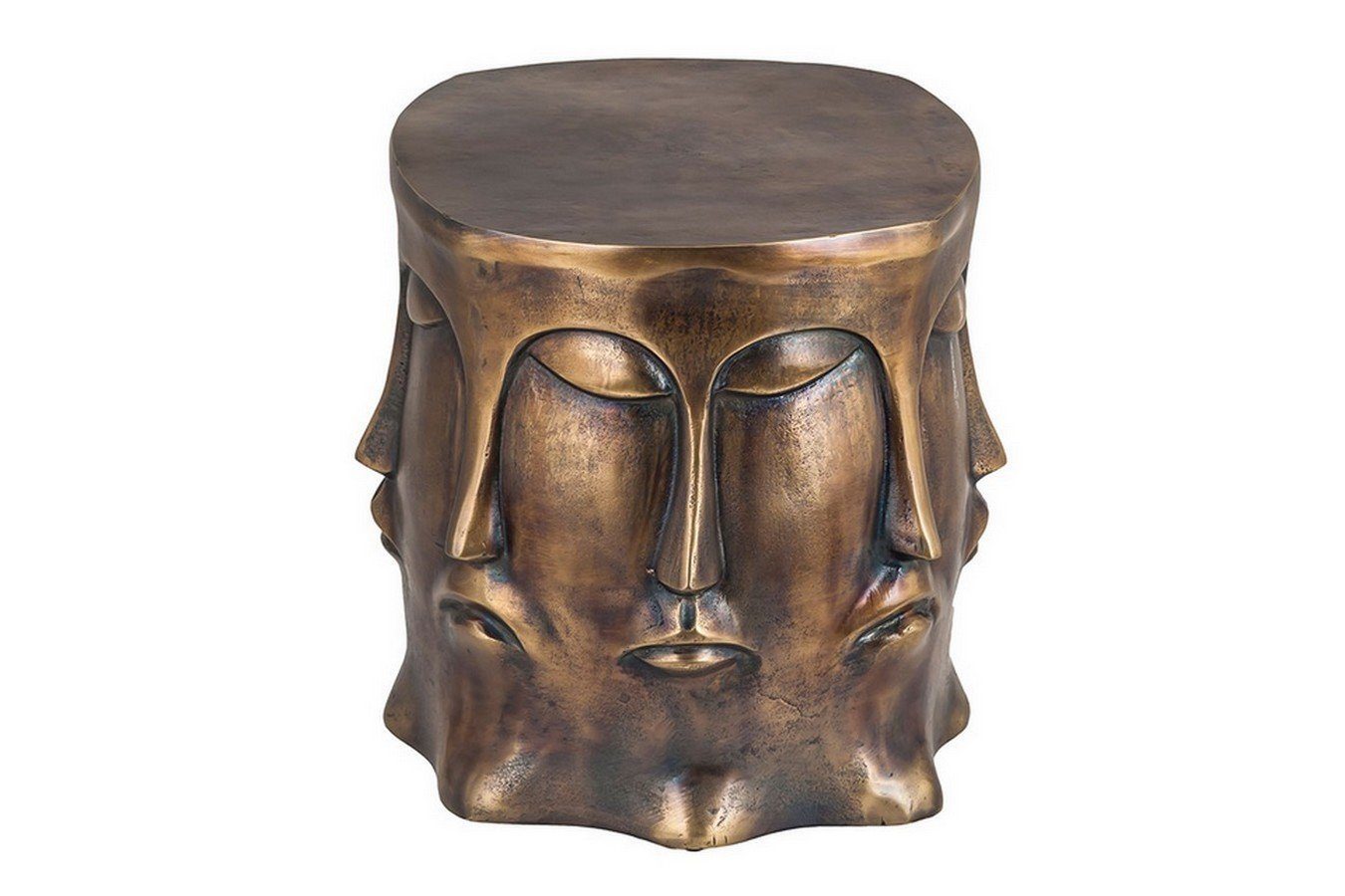 daslagerhaus living Couchtisch Metallhocker Boho Face bronze