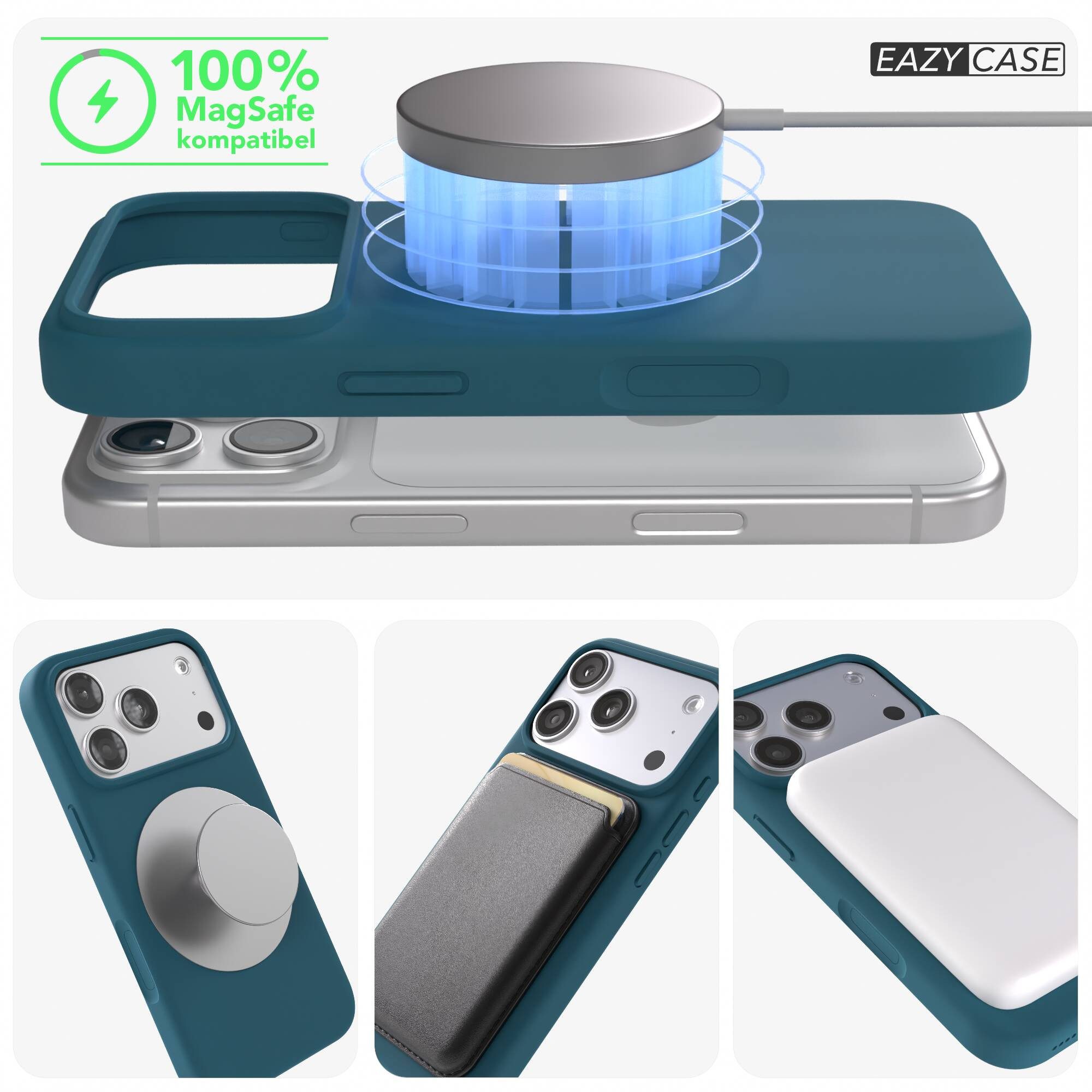 EAZY CASE Handyhülle für Apple iPhone 17 Pro Hülle Silikon 6,3 Zoll, TPU Schutzhülle MagSafe mit Kameraschutz kratzfestes Bumper Petrol – Bild 5 von 5