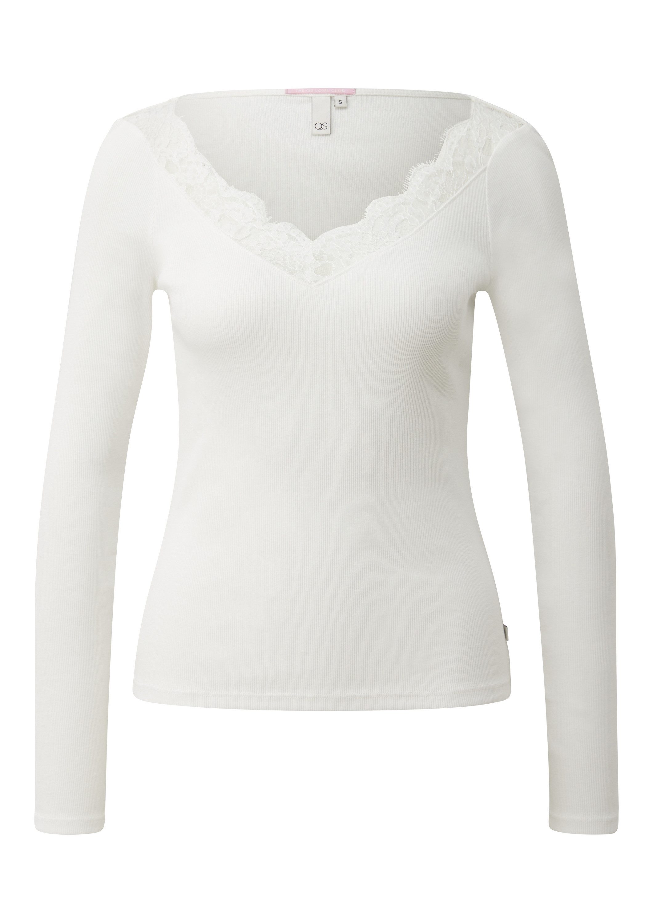 QS Langarmshirt T-Shirt Rippshirt