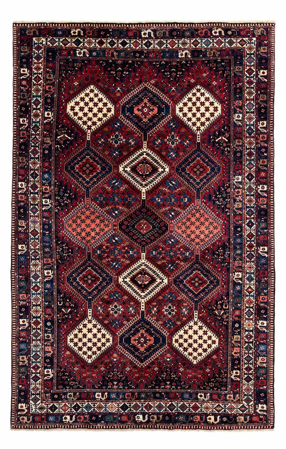 Wollteppich Yalameh Medaillon mit Zertifikat Rosso 10 mm, 205 x Unikat scuro 320 rechteckig, Höhe: morgenland, cm