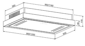 GURARI Deckenhaube GCH C 343 IS 120 WH PRIME/5 Jahres Garantie, Einbau Dunstabzugshaube 120cm/ EBM Motor/ Saugstark 1000m³