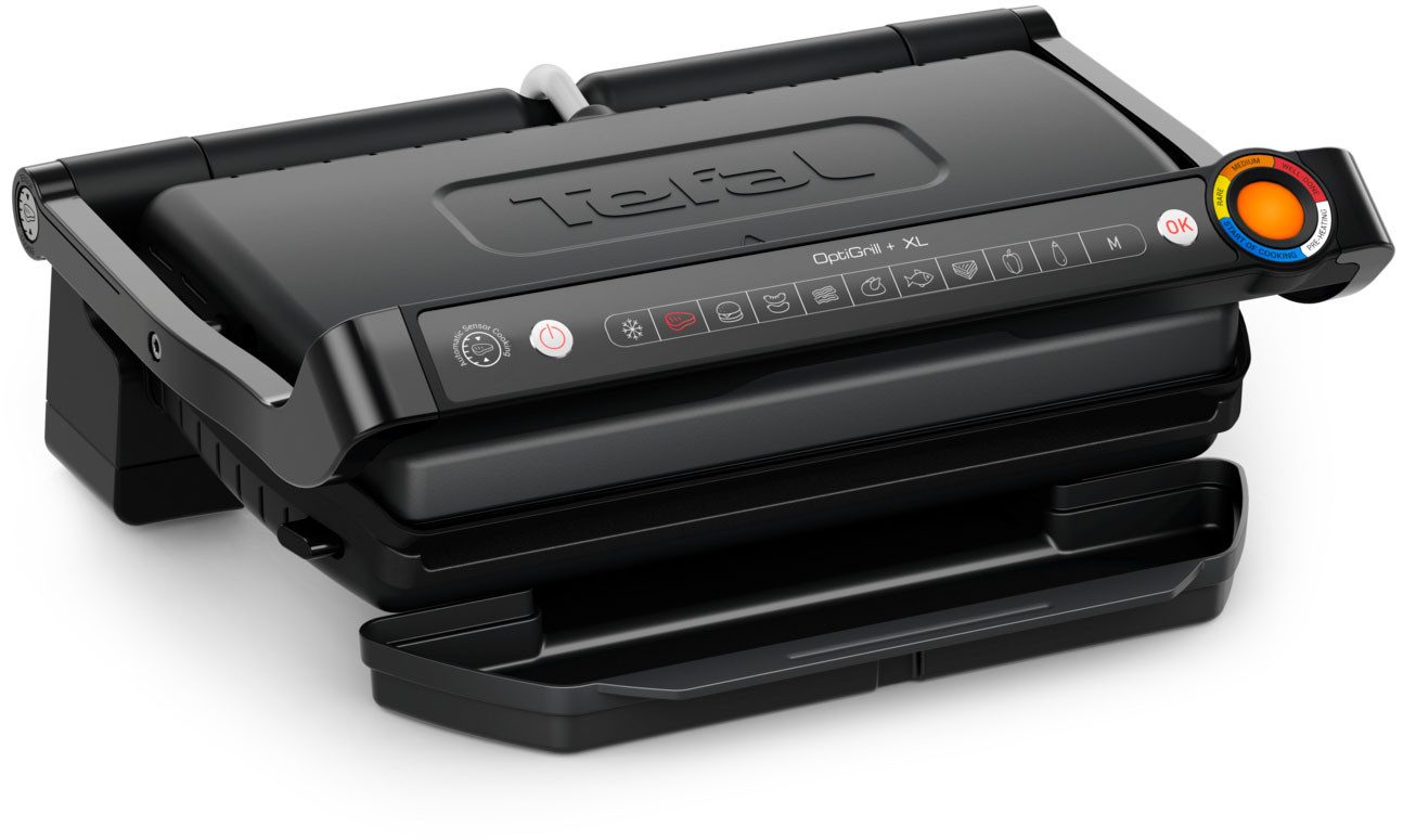 Tefal Kontaktgrill OptiGrill+ XL, erneuerte Kochstufenanzeige, 9 automatische Programme, 2000 W, ein manuelles Programm, spülmaschinengeeignete Platten, GC7278