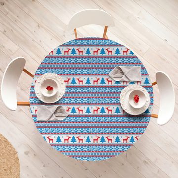 Abakuhaus Tischdecke Rundum-elastische Stofftischdecke, Weihnachten Folk Knit Art-Kunst
