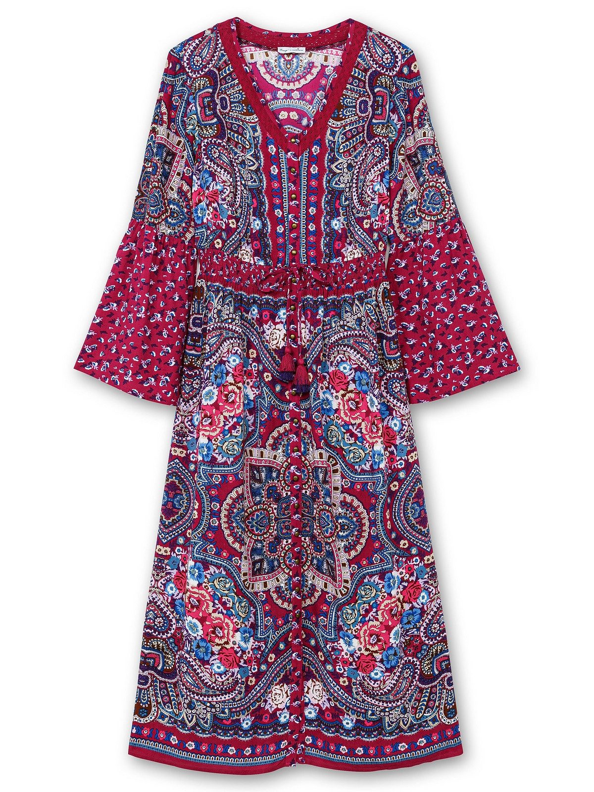 sheego by Joe Browns Maxikleid Große Größen im Boho-Stil, mit Trompetenärmeln