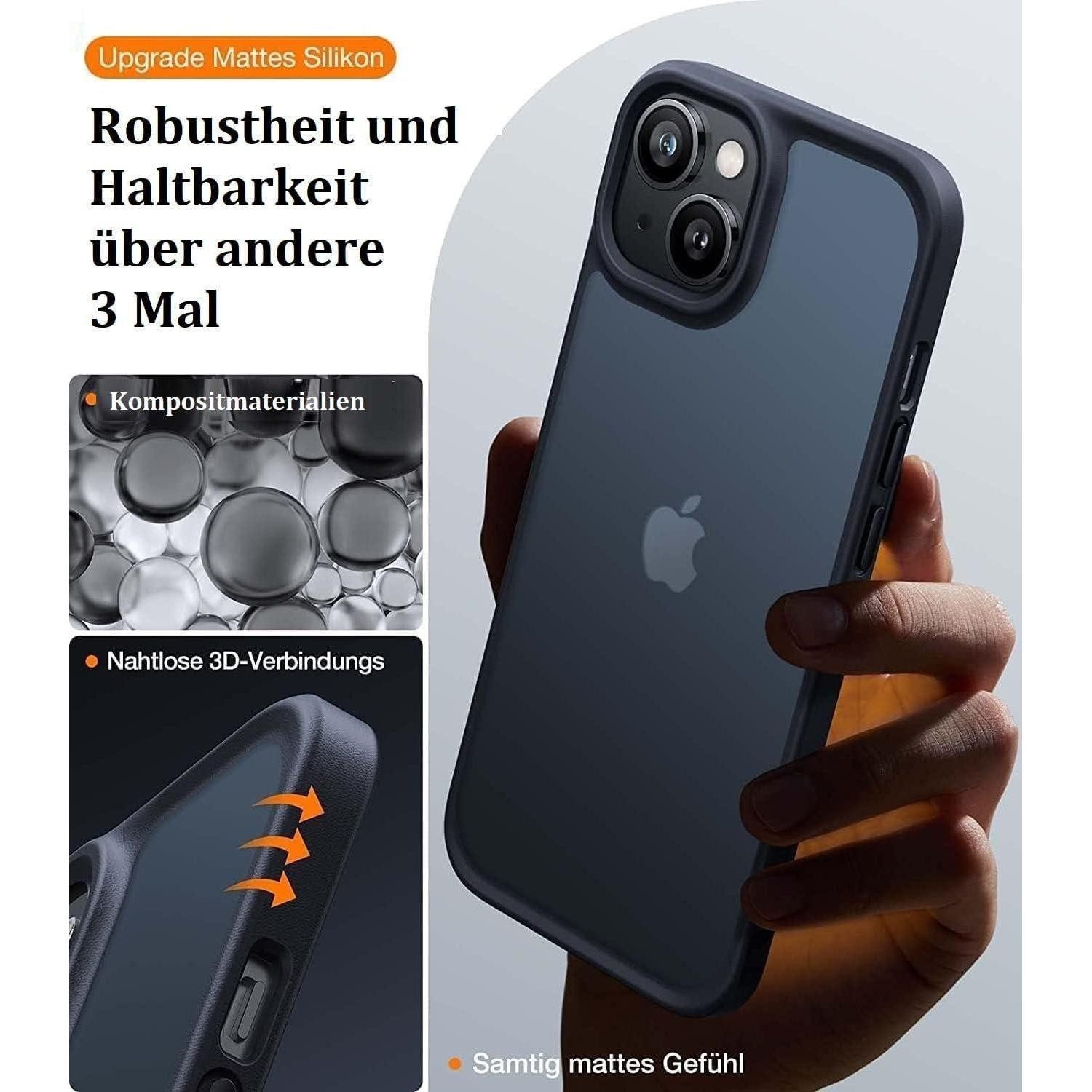 LuxusKollektion Displayschutzfolie Hülle iPhone 13 Stoßfest Kratzfest Militärschutz iPhone 13 Schwarz