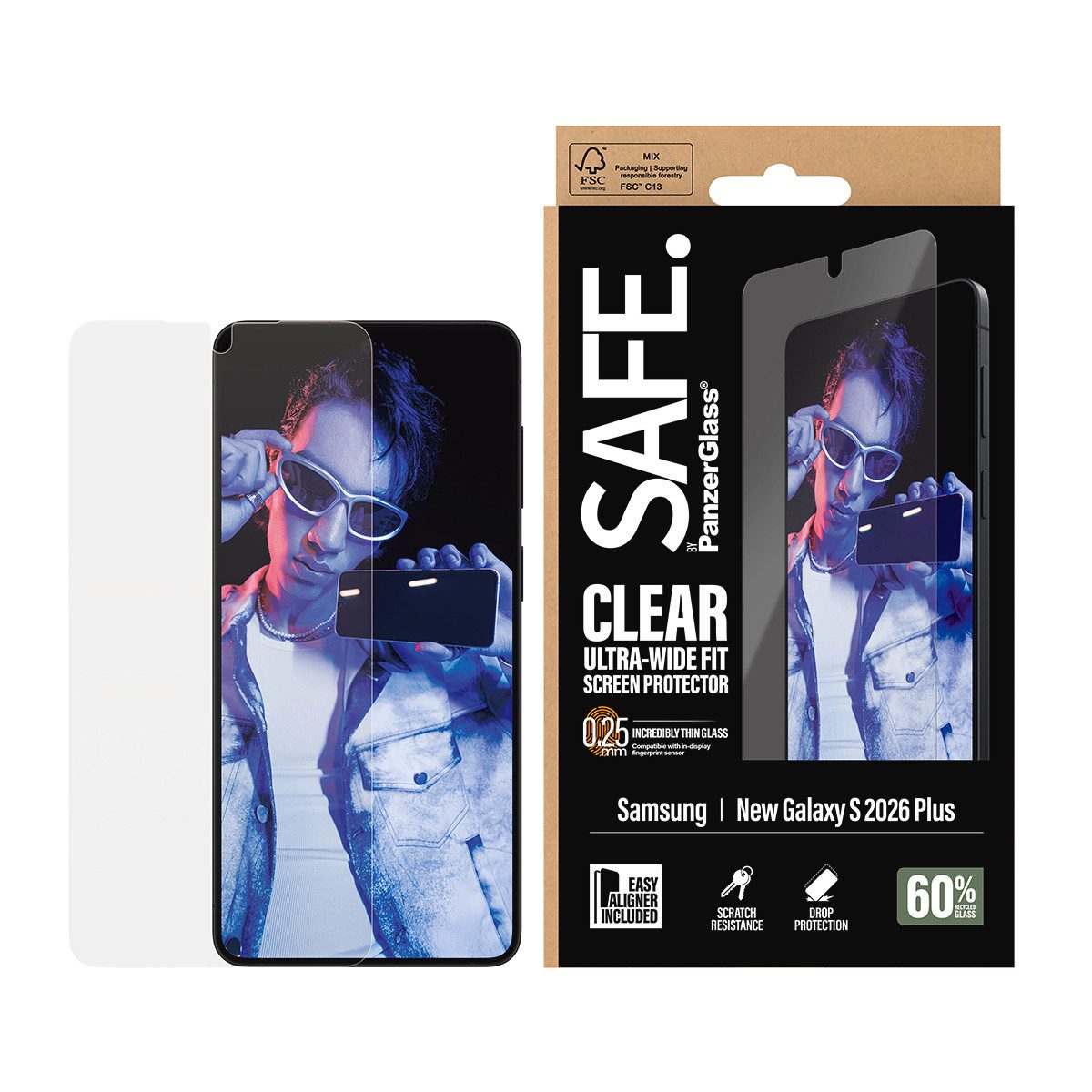 SAFE by PanzerGlass Displayschutzglas Ultra-Wide Fit Screen Protector für Samsung Galaxy S26+, Displayschutzfolie, Schutzfolie, Bildschirmschutz, kratz- & stoßfest