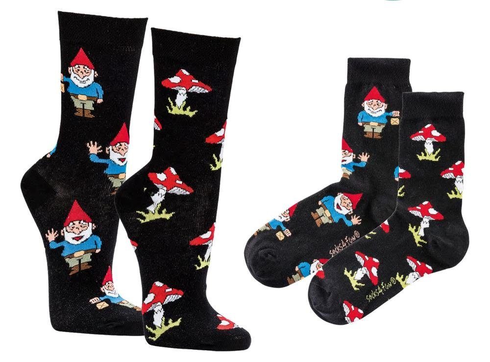 Freizeitsocken Socks 4 Fun Motivsocken Gartenzwerg Fliegenpilz 2er Bündel sortiert