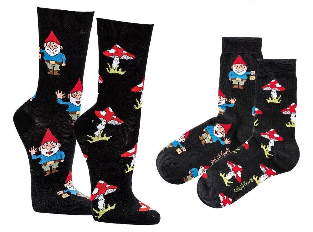 4 2er Paar) 4 Gartenzwerg Freizeitsocken 2 (2-Paar, Socks Motivsocken sortiert Bündel Fun Fun Fliegenpilz Socks