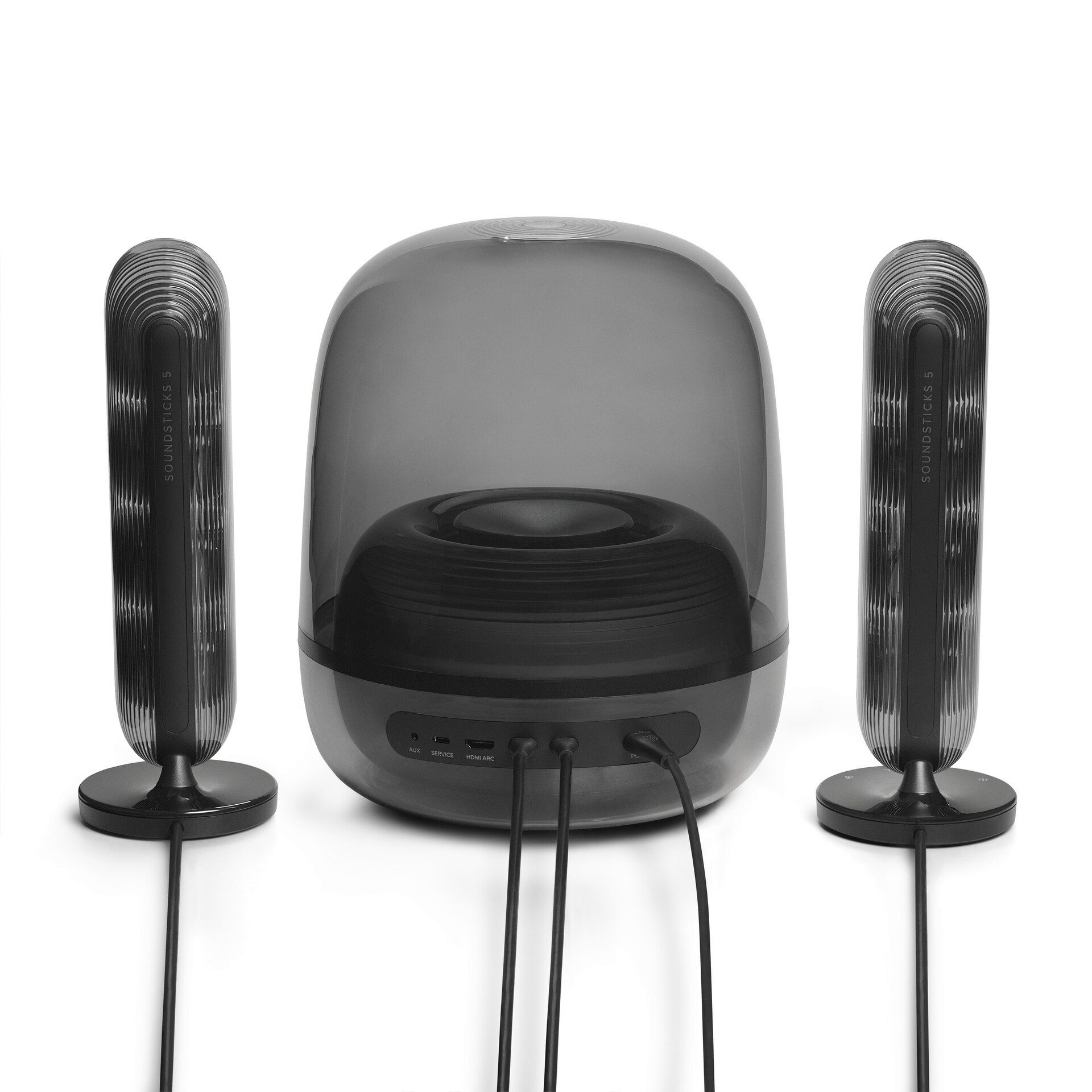 Harman/Kardon SoundSticks 5 2.1 Soundsystem 2.1 (A2DP Bluetooth, AVRCP Bluetooth, Bluetooth, 190 W, 2.1-Channel Bluetooth Speaker mit HDMI)