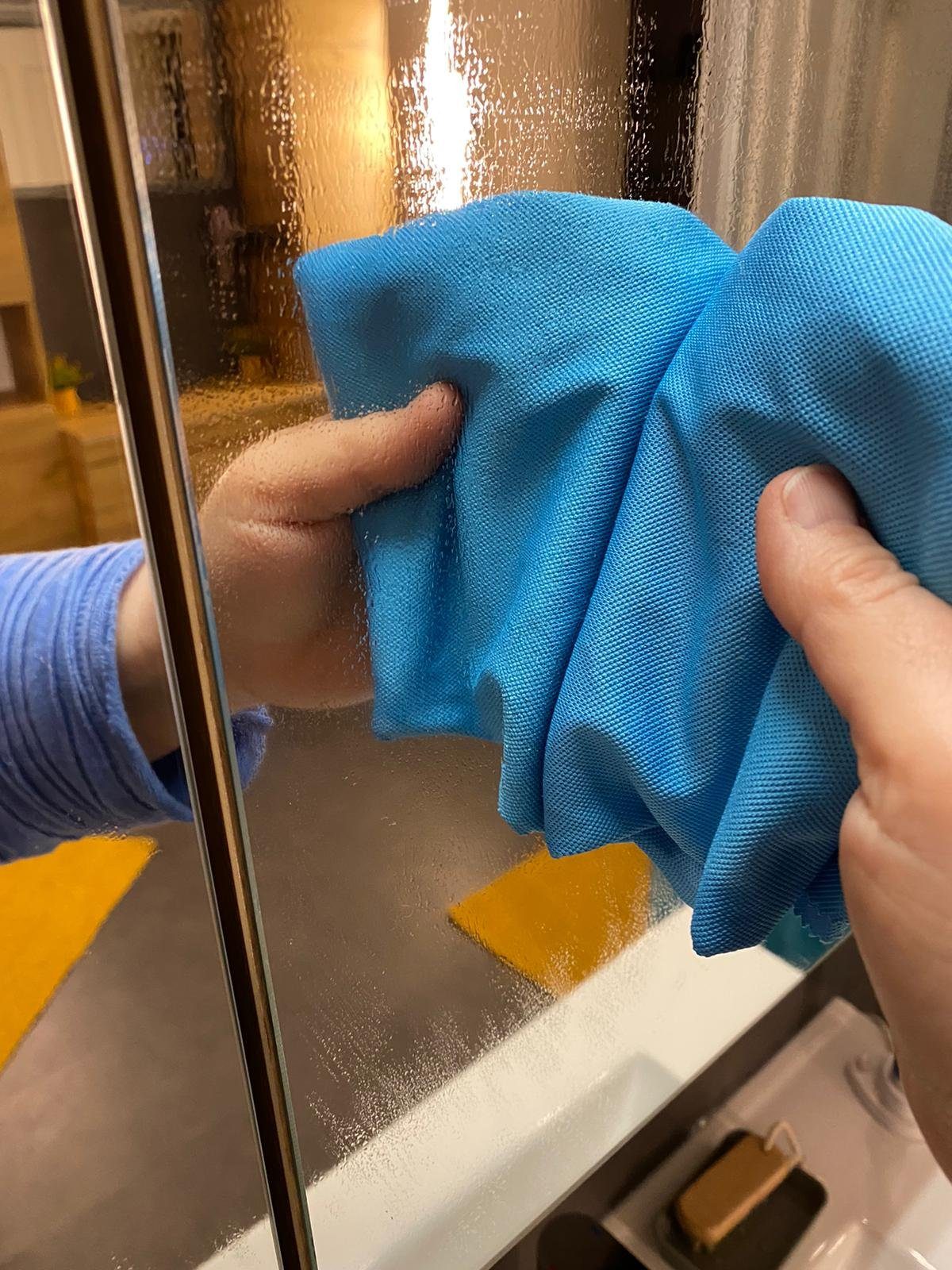 Werkshop Müller Geschirrtuch Microfaser 80° Polyester 70 20° Gläsertuch Umkettelung, ohne Polyamide (1-tlg., cm Gläsertuch blau), schnelltrocknend, 1 x 50 blau