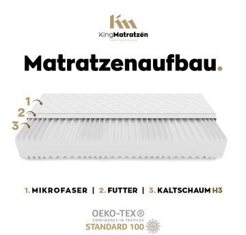 Kaltschaummatratze KingZonen 7 Zonen 160x200x16cm aus hochwertigem Kaltschaum, KingMatratzen, 16 cm hoch, Rollmatratze mit waschbarem Bezug und Memory Marken