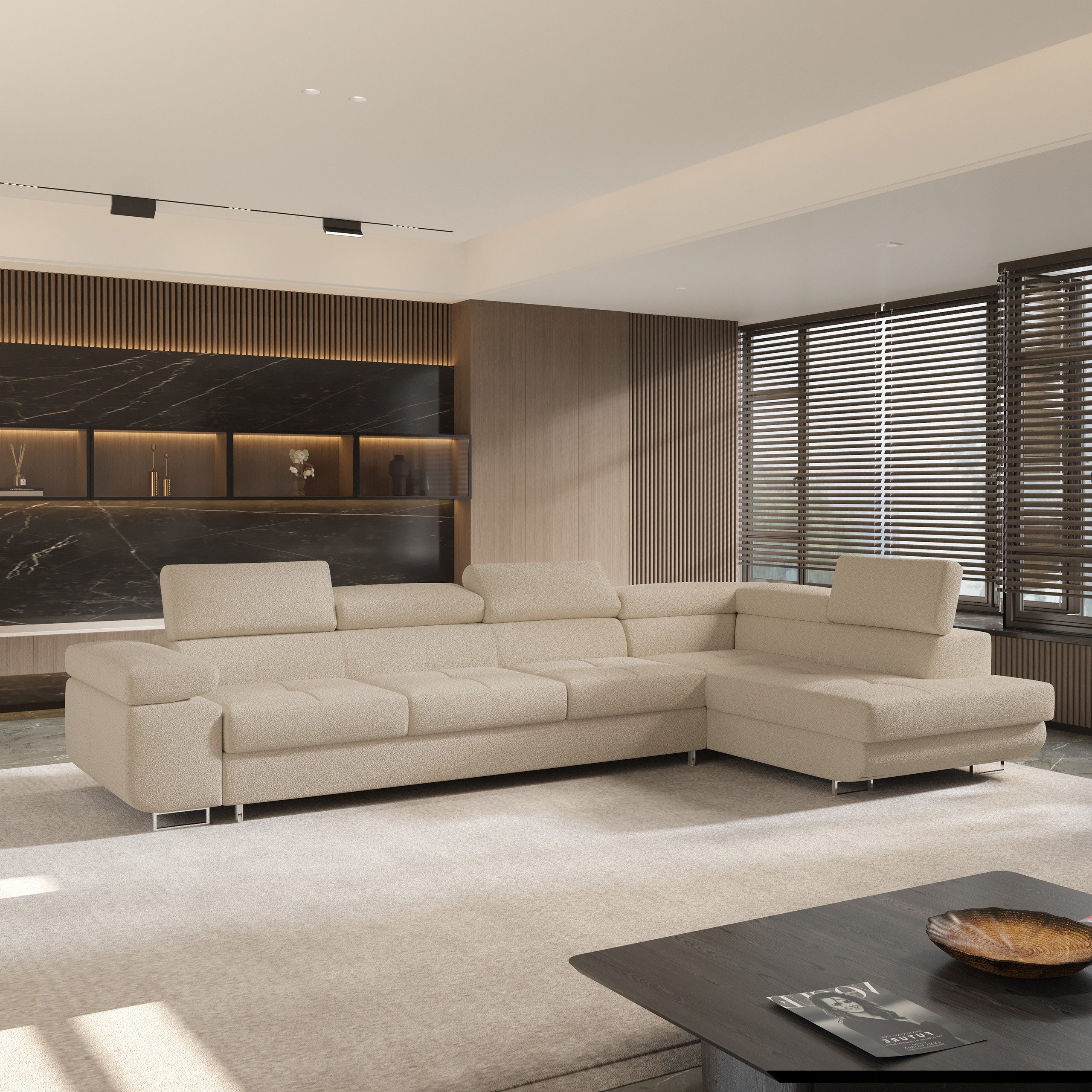 Masseno Ecksofa VICENTE mit Schlaffunktion L-Form, Sofa mit Bettkasten