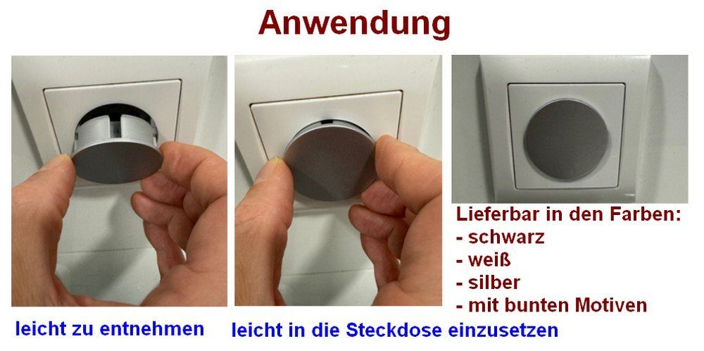 Steckdose weiße Wanddekoobjekt 19.B12 für Staubschutz STECKEL 12 Stück Steckdosen-Abdeckungen