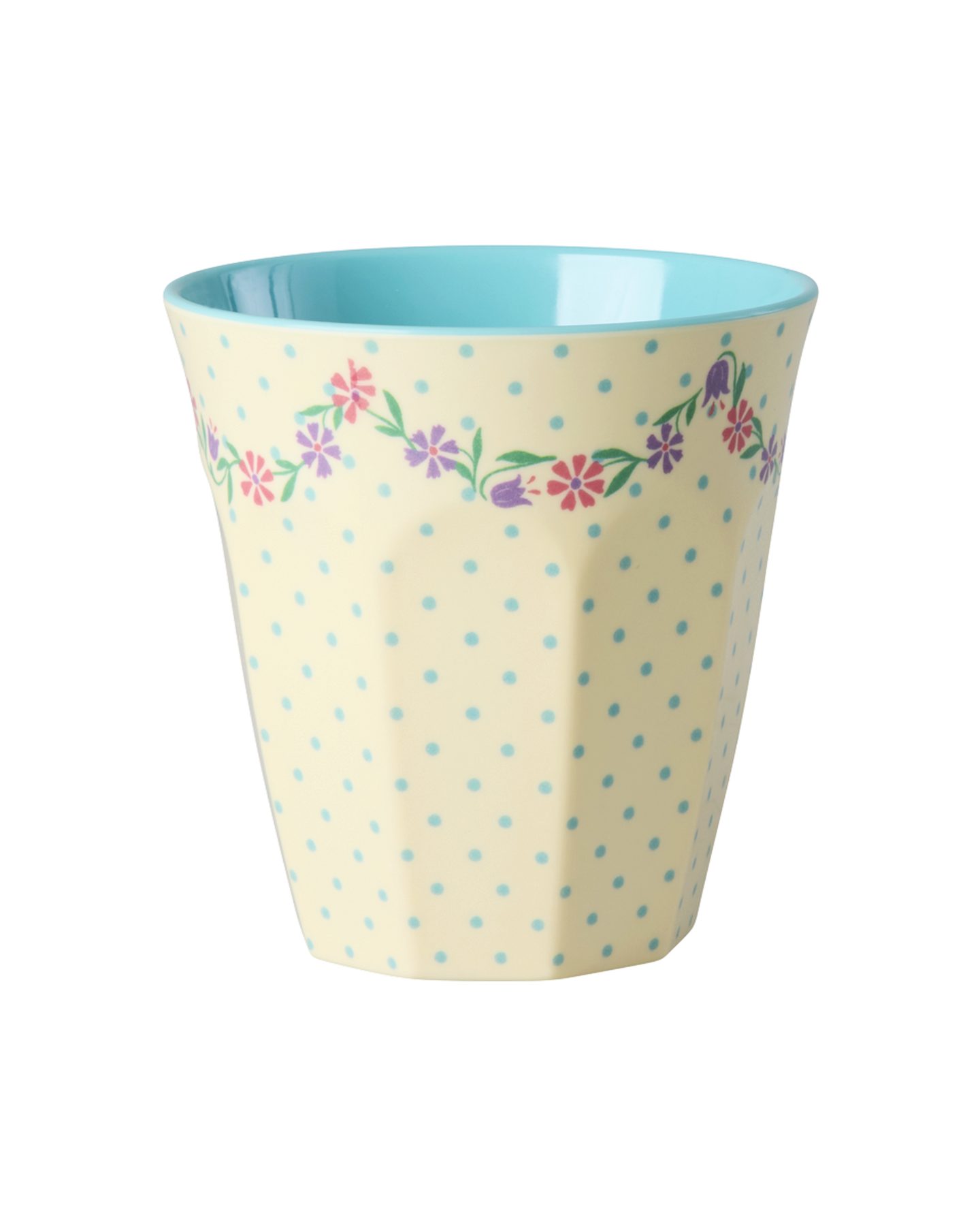 rice Becher Rice Melamin Becher - Creme - Dots and Flowwers Motiv 250ml, 1-tlg., Melamin
