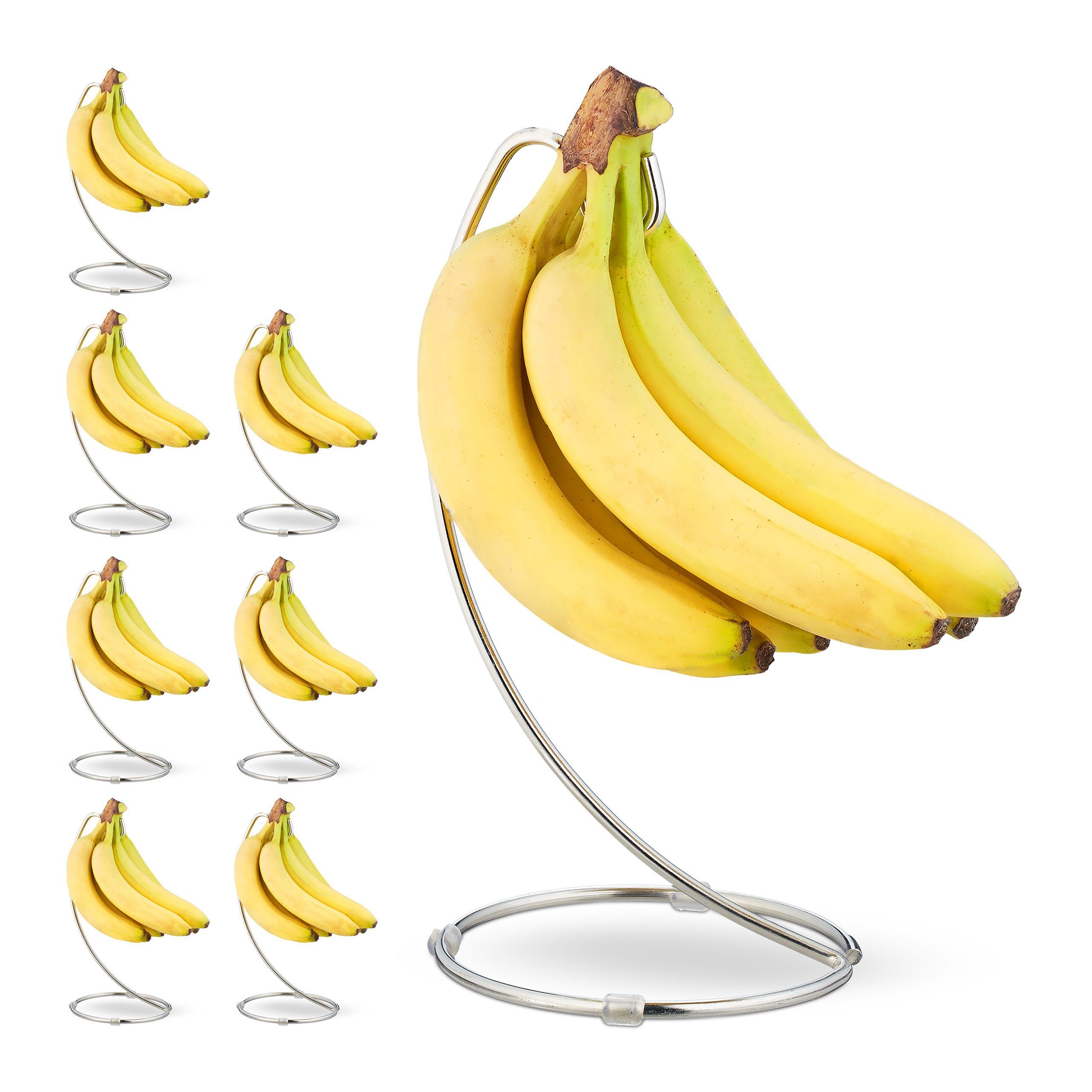 relaxdays Obstschale 8 x Bananenhalter mit Haken, Eisen