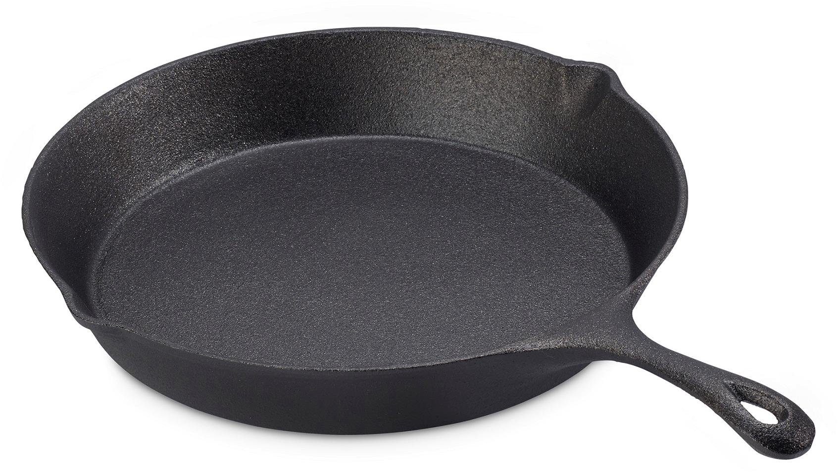ECHTWERK Topf-Set Dutch Oven, Gusseisen (Set, 7-tlg., Kochtopf, Stieltopf, Pfanne, Grillplatte, Deckelheber, Untersetzer), Gusseisen BBQ Kochtopf-Set, Feuertopf, ofenfest, Holzkiste