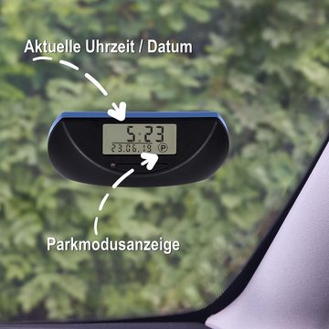 NeedIt elektronische Parkscheibe Park Mini, vollautomatische Parkuhr (für alle Autos und Fahrzeuge, Montagematerial inklusive), mit Zulassung, schnelle und einfache Montage