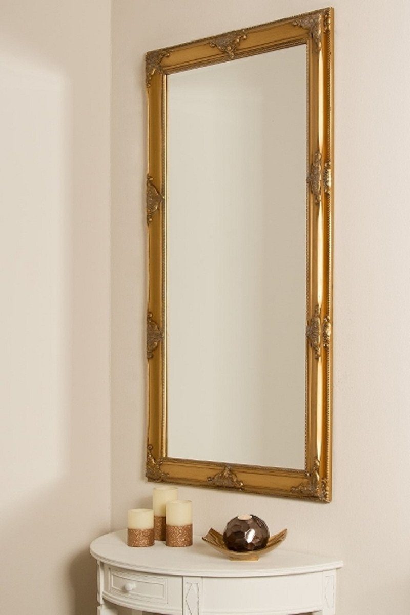 Casa Padrino Barockspiegel Barock Wandspiegel 72 wunderschönen Handgefertigter cm - mit Spiegel Barock H. x Verzierungen und Gold 132 Holzrahmen