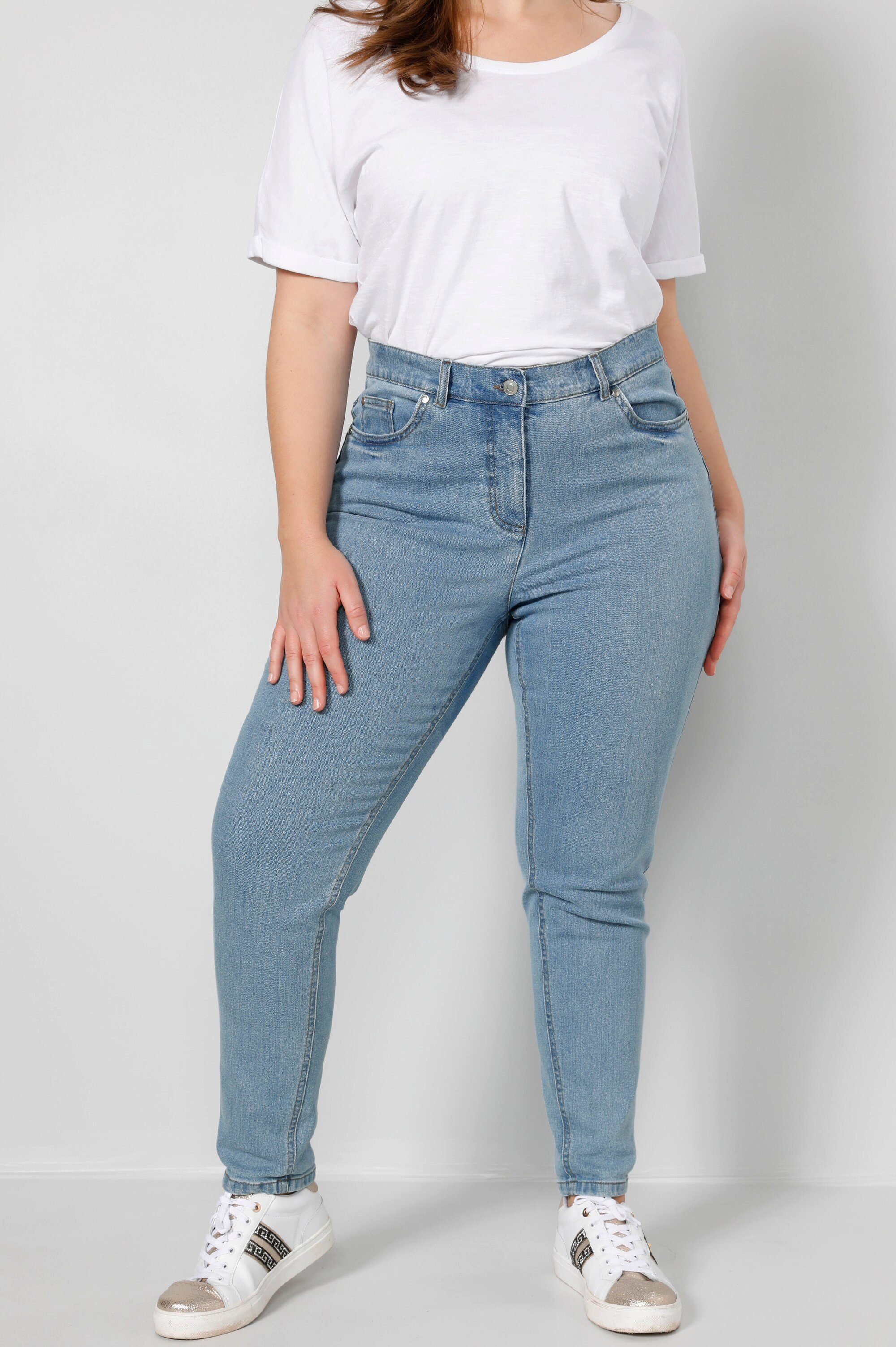 Sara Lindholm Regular-fit-Jeans Mom-Jeans hellgewaschen 5-Pocket