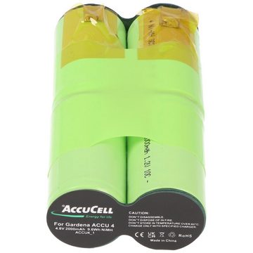 AccuCell Gardena 2517 Nachbau Akku 4,8 und 6,3mm Kontakte passend für Gardena Akku 1700 mAh (4,8 V)