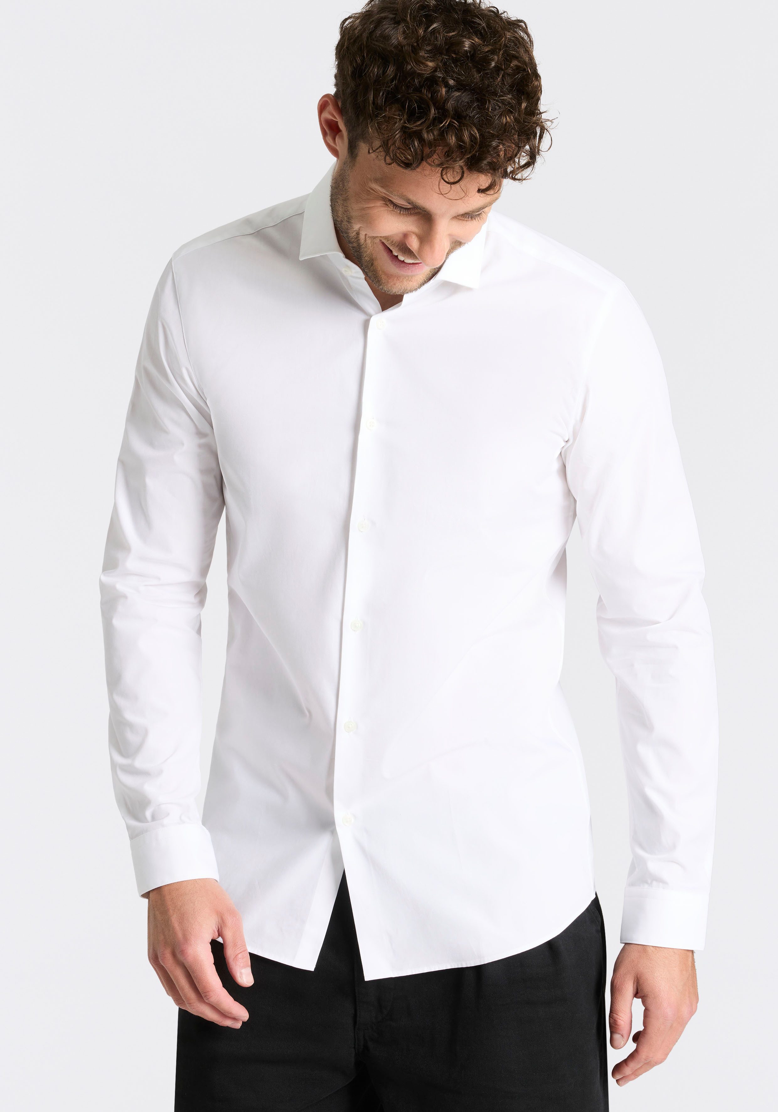 HUGO Businesshemd Erondo Cutaway-Kragen, Extra slim fit, bügelleichte Quali günstig online kaufen