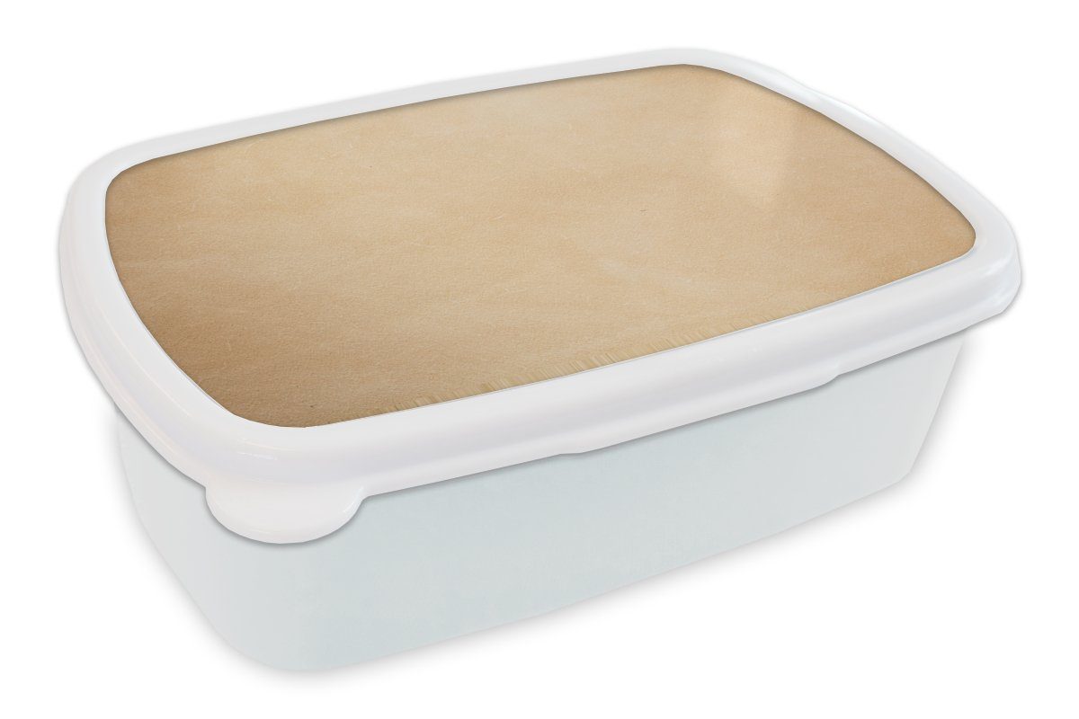 MuchoWow Lunchbox Leder - Strukturiert - Lederoptik - Beige, Kunststoff, (2-tlg), Brotbox für Kinder und Erwachsene, Brotdose, für Jungs und Mädchen weiß