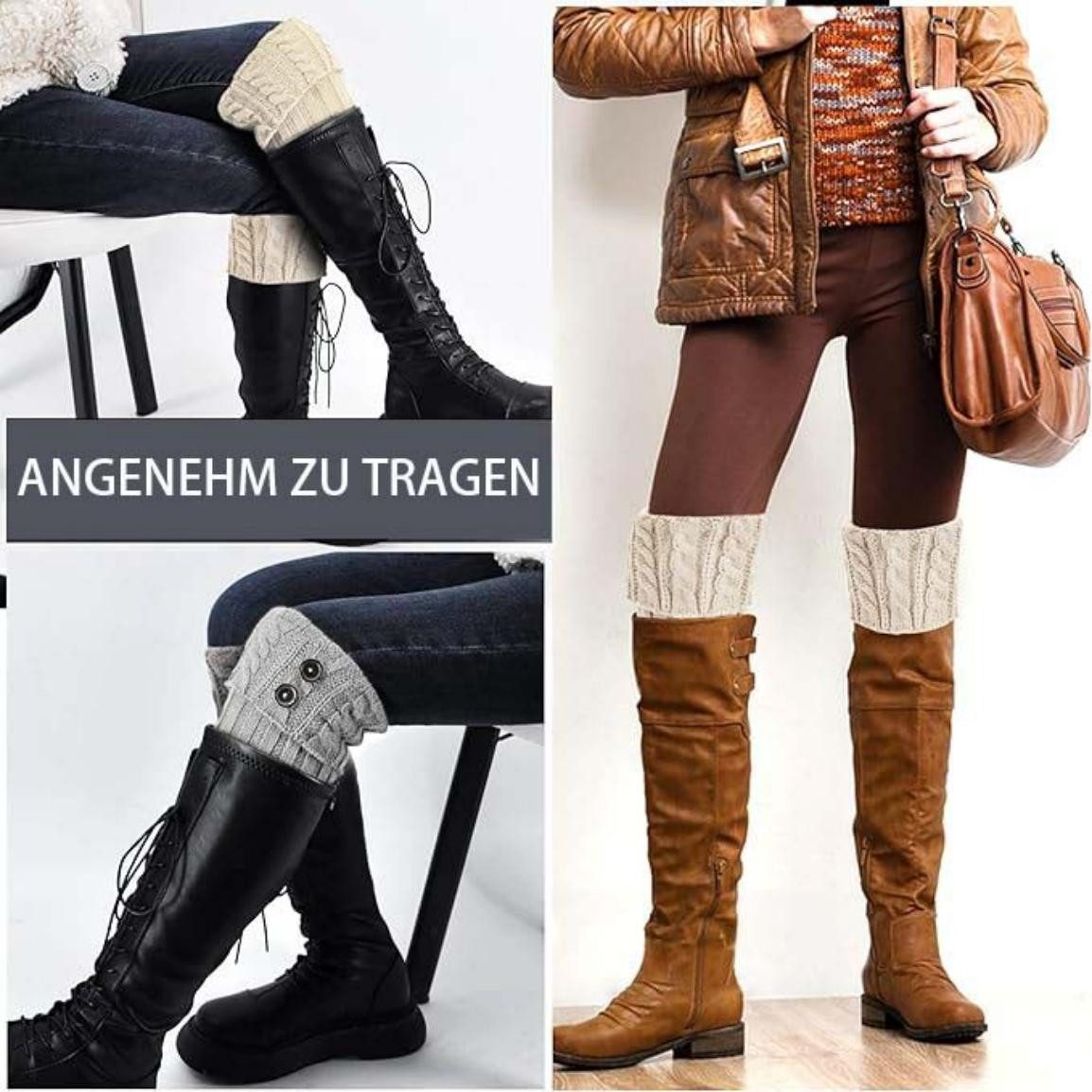 Coonoor Beinstulpen Damen Gestrickte Leg Warmers Warme Winter Beinstulpen – Bild 4 von 5