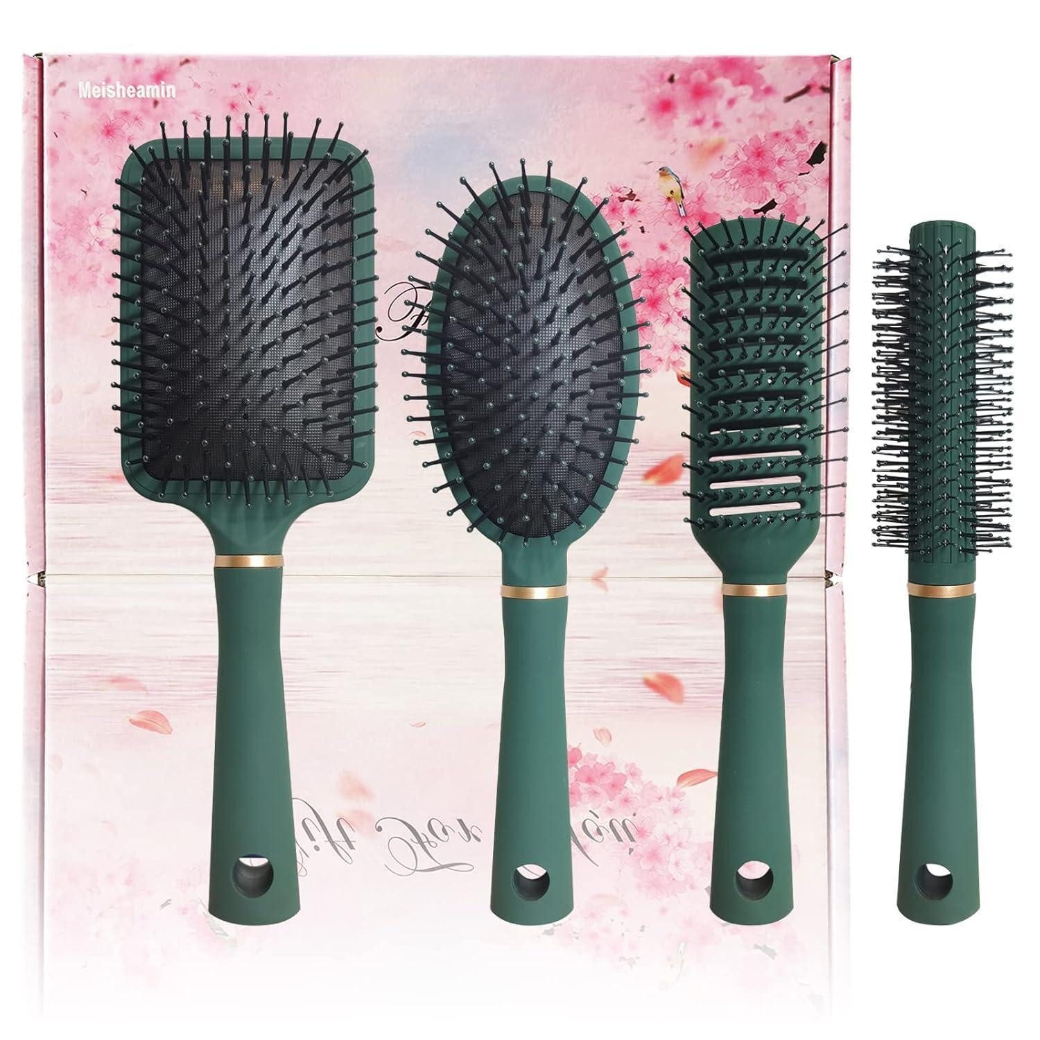 LuxusKollektion Haarbürsten-Set 4-teiliges Haarbürsten-Set für Damen und Kinder, entwirrende flexible