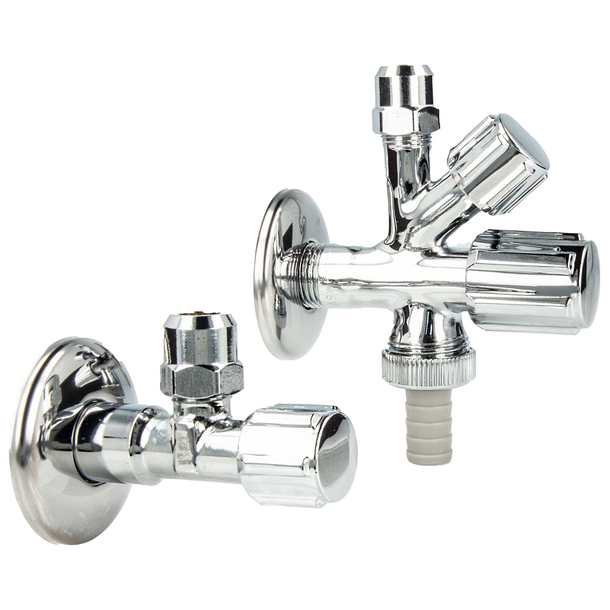 Eckventil Kombi-Set, Eckventil & WAS-Ventil 1/2 Zoll (selbstdichtend)