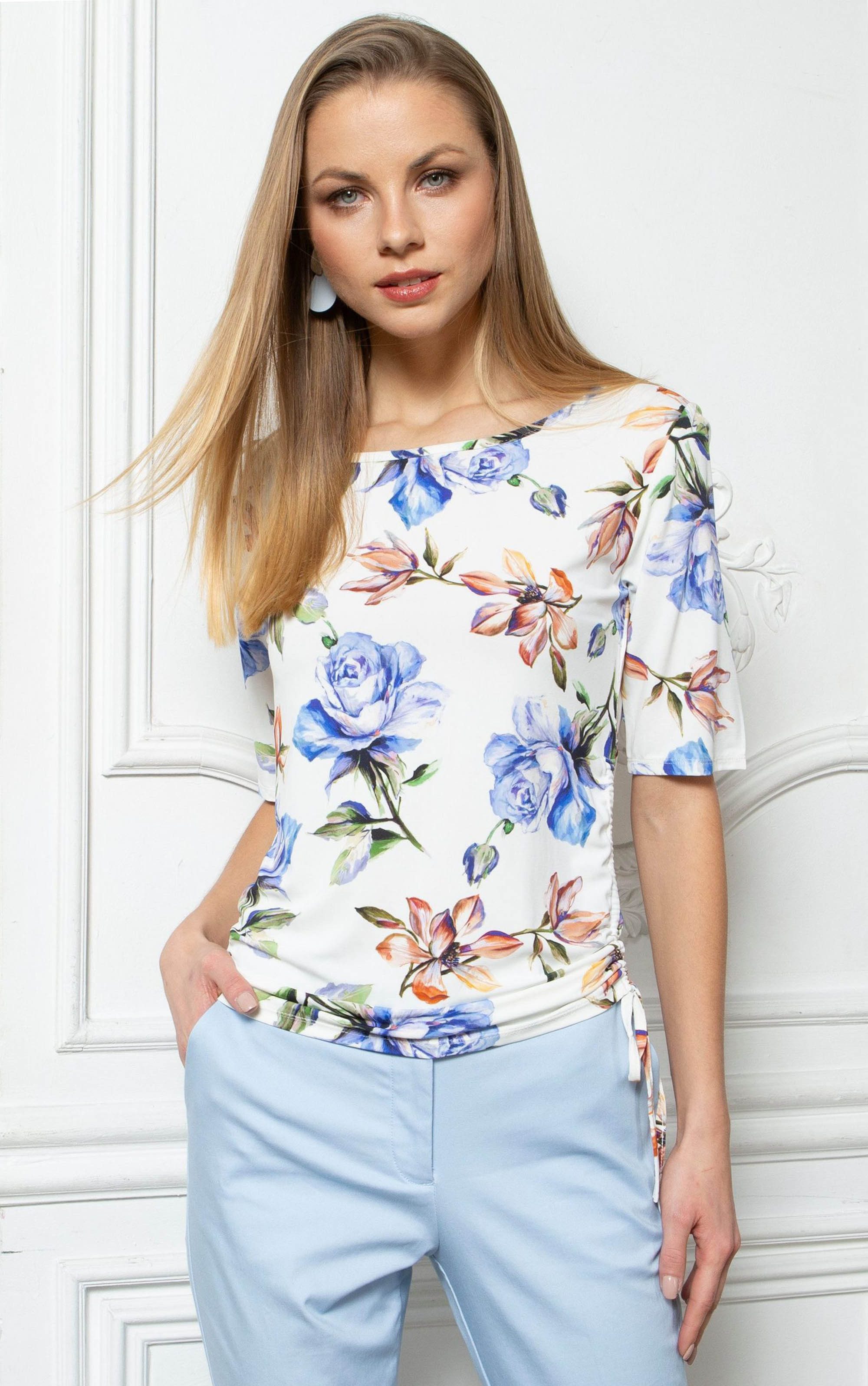 Passioni Print-Shirt mit Blumendruck und 3/4-Ärmeln günstig online kaufen