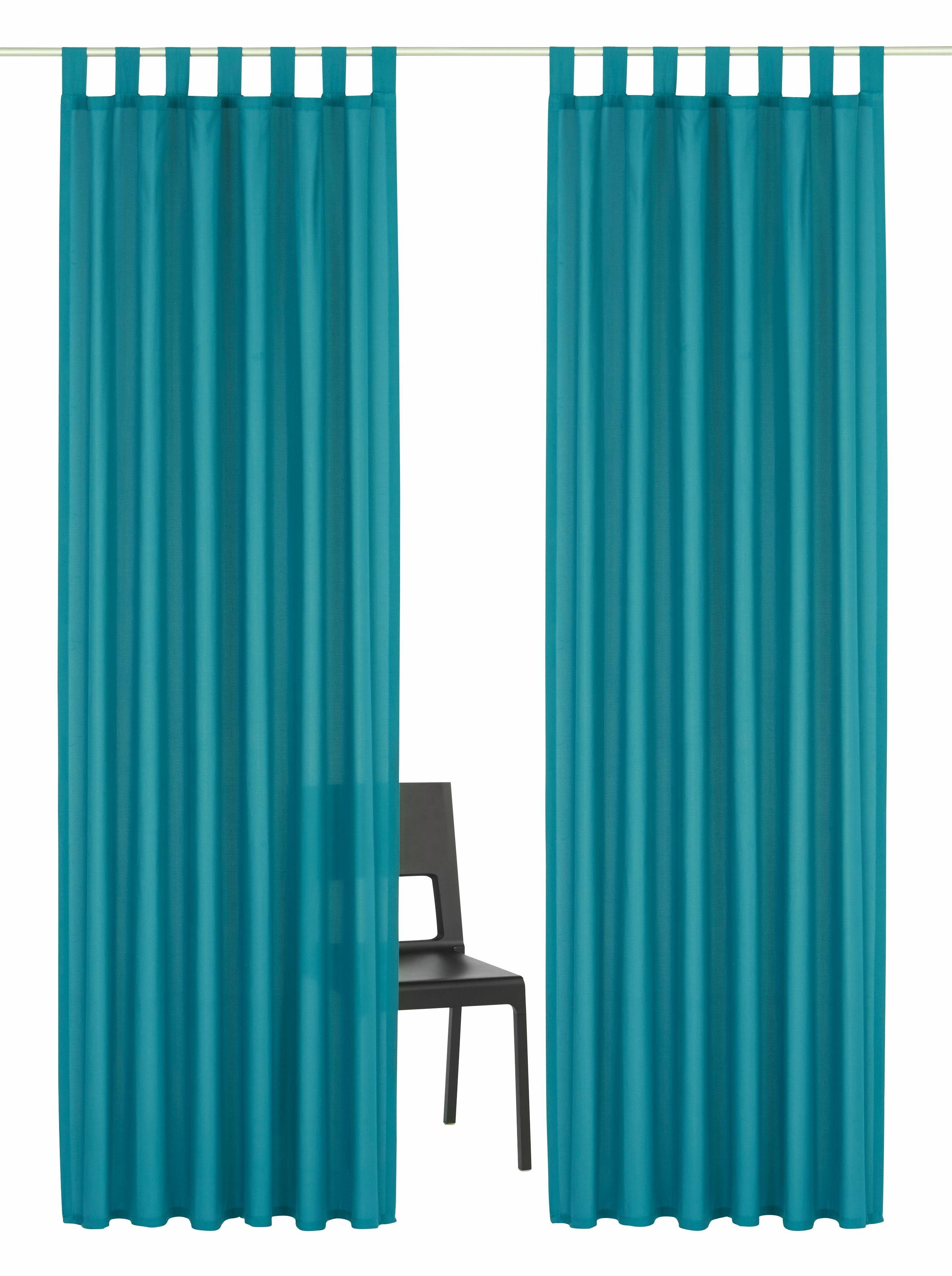 Vorhang Parry, Home aquablau St), (2 Schlaufen 2-er monochrom, blickdicht, basic Polyester, blickdicht, affaire, Set