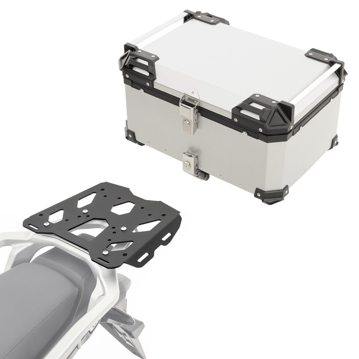 Bagtecs Topcase Set Alu Topcase + Gepäckbrücke für Honda Transalp XL 750 23-26 XB65 si