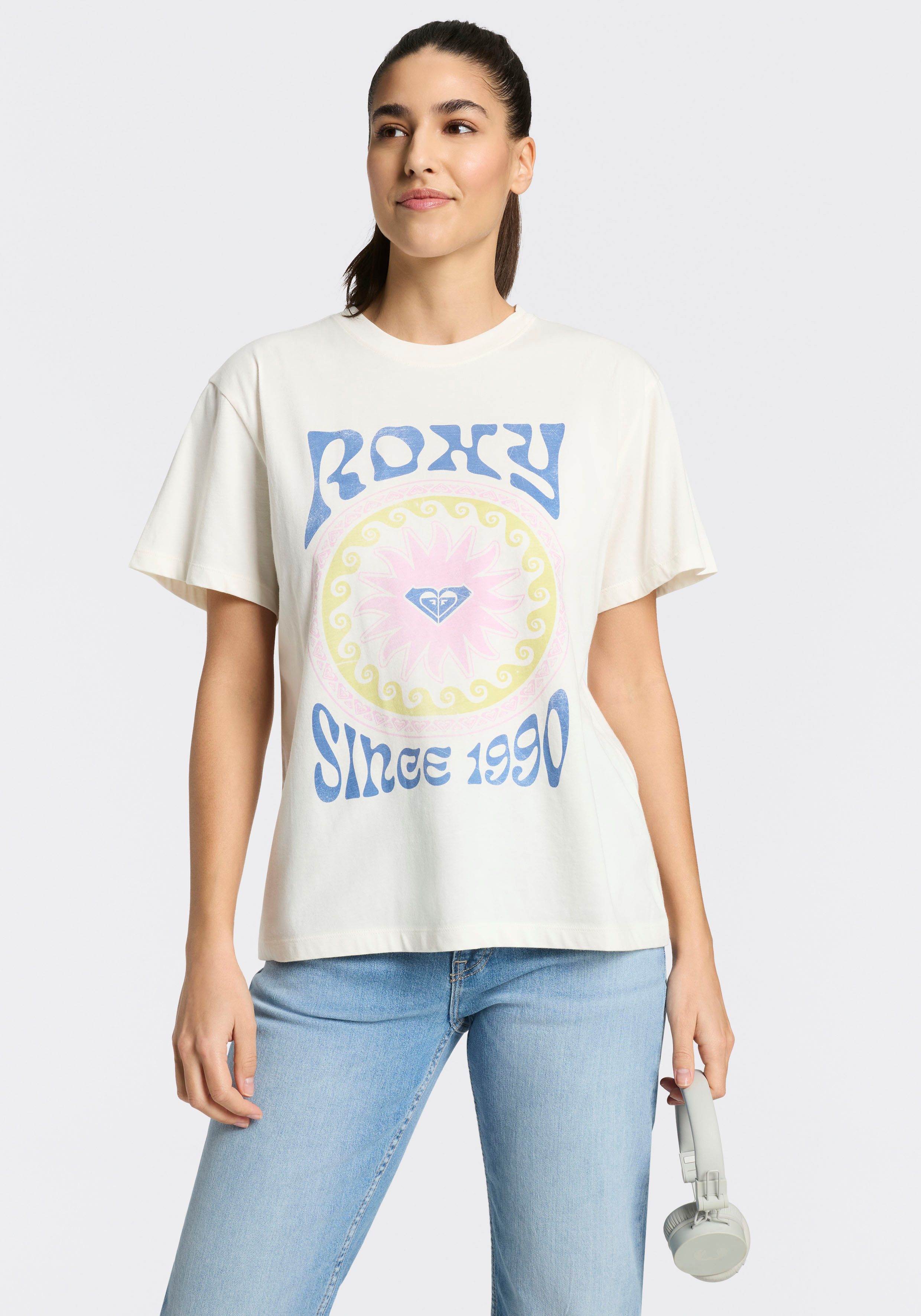 Roxy T-Shirt O HANGLOOSE BALI WAVE (2-tlg) Kurzarm, mit Rundhalsausschnitt, aus Baumwolle