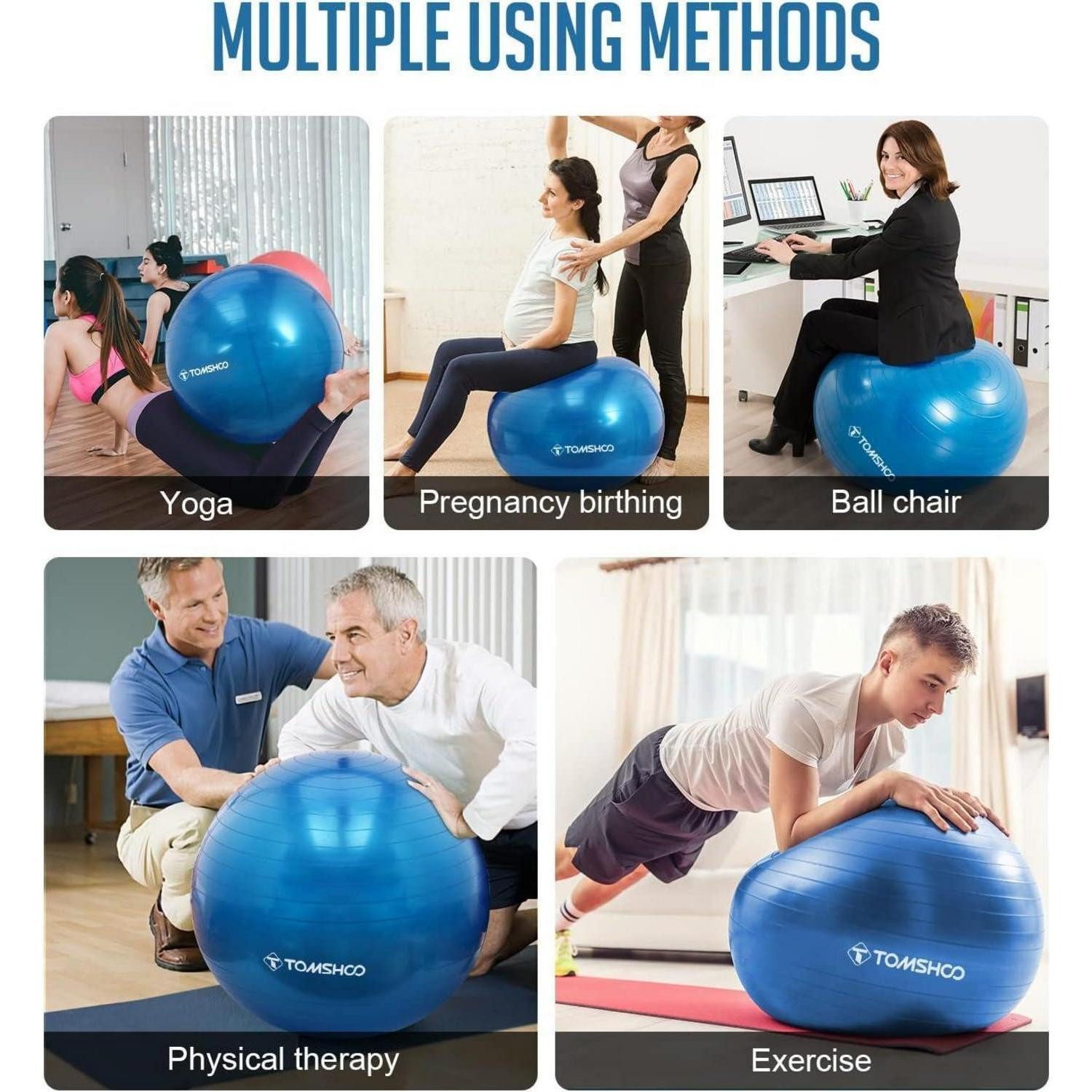 LuxusKollektion Gymnastikball Gymnastikball AntiBurst Yoga Pilates 65cm Blue 65cm