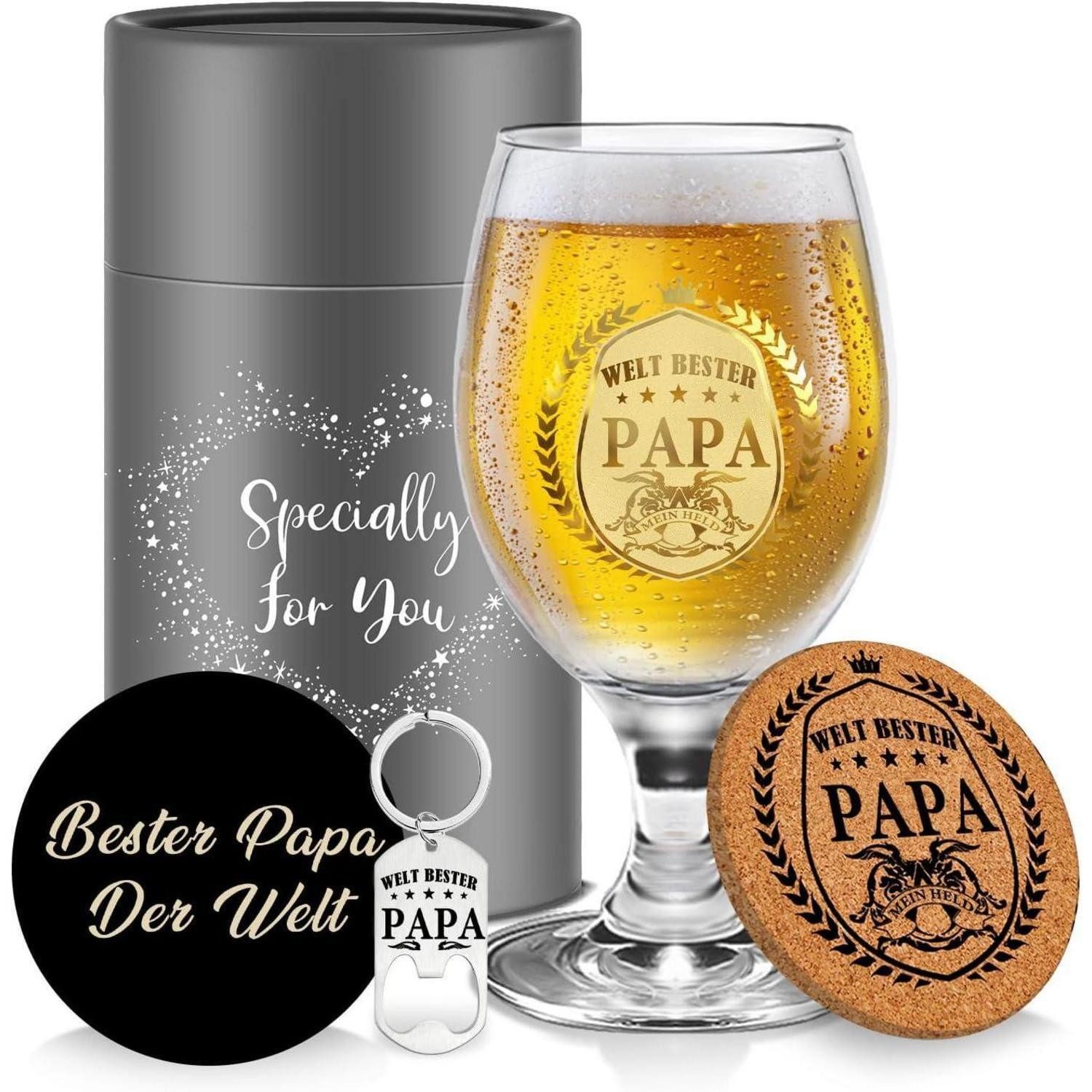 LuxusKollektion Bierglas Geschenke Papa Personalisierte Biergläser Geburtstag Bier Männer, Glas