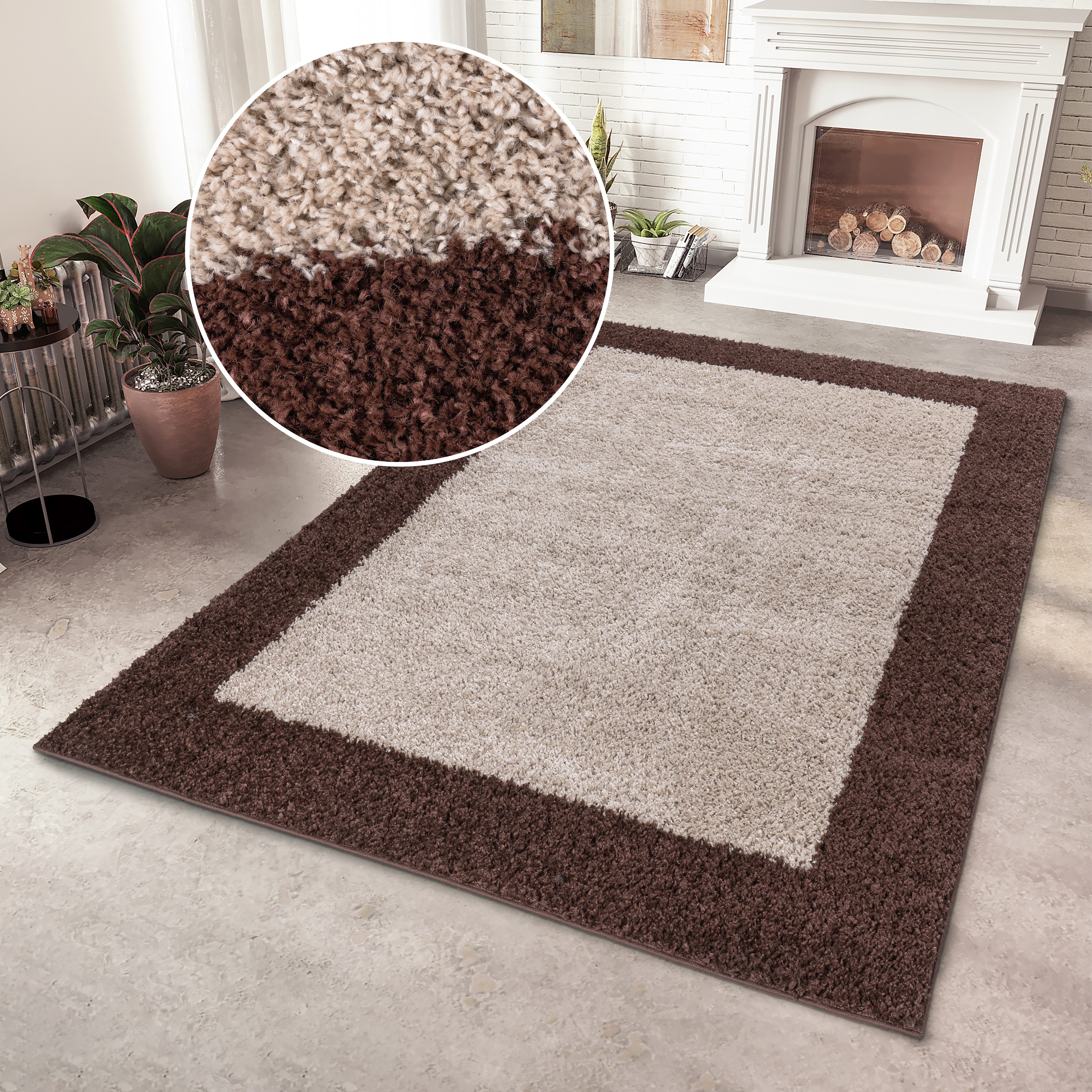 OTTO home Hochflor-Teppich Liams, rechteckig, Höhe: 30 mm, mit Bordüre, besonders weich und kuschelig, Wohnzimmer, Schlafzimmer
