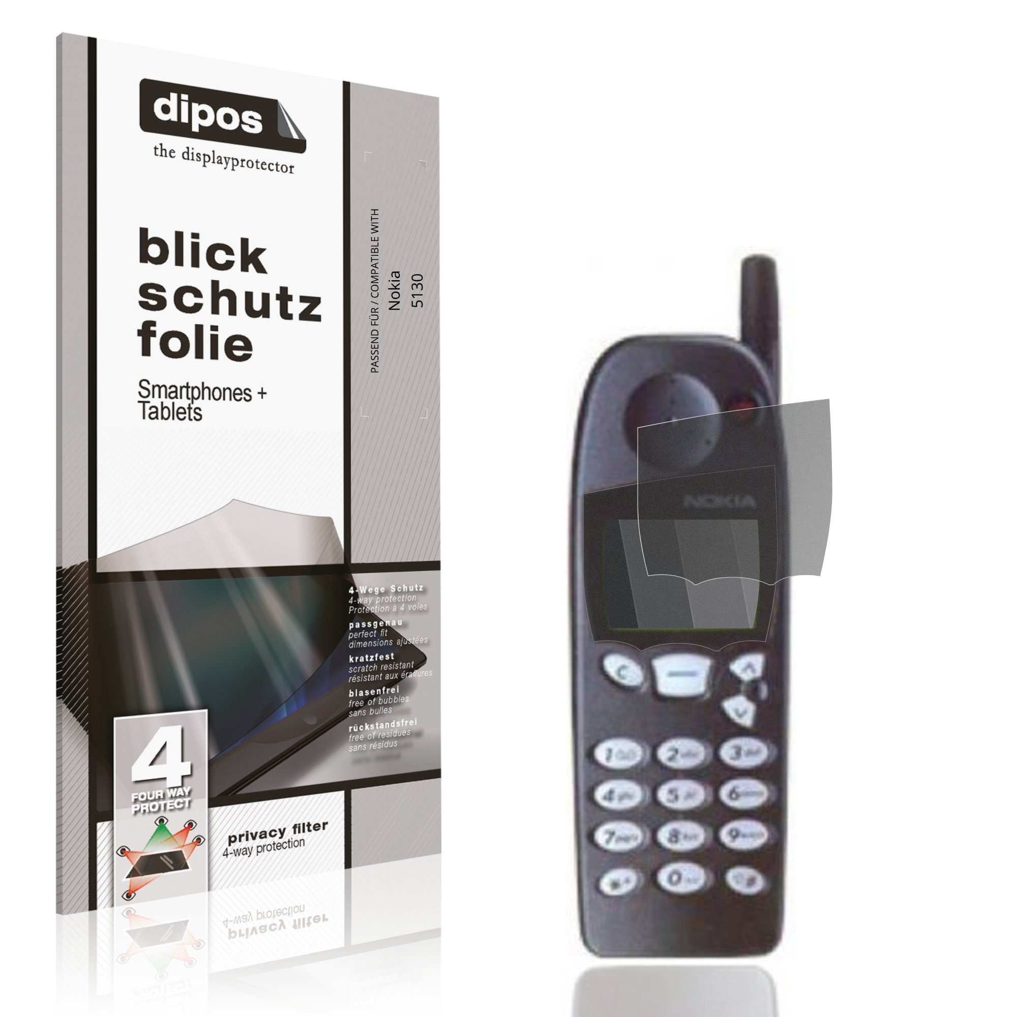 dipos Displayschutzfolie Schutzfolie für Nokia 5130, 1 Stück, Displayschutz Schutz Folie Made in Germany