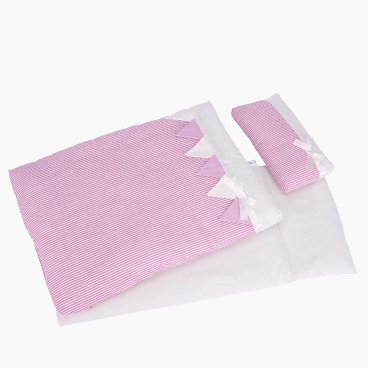 goki Puppen Bettwäsche Puppenbettzeug rosa Streifen, (packung, 3-tlg., 3er set), Traumhafte Bettwäsche 3 teilig
