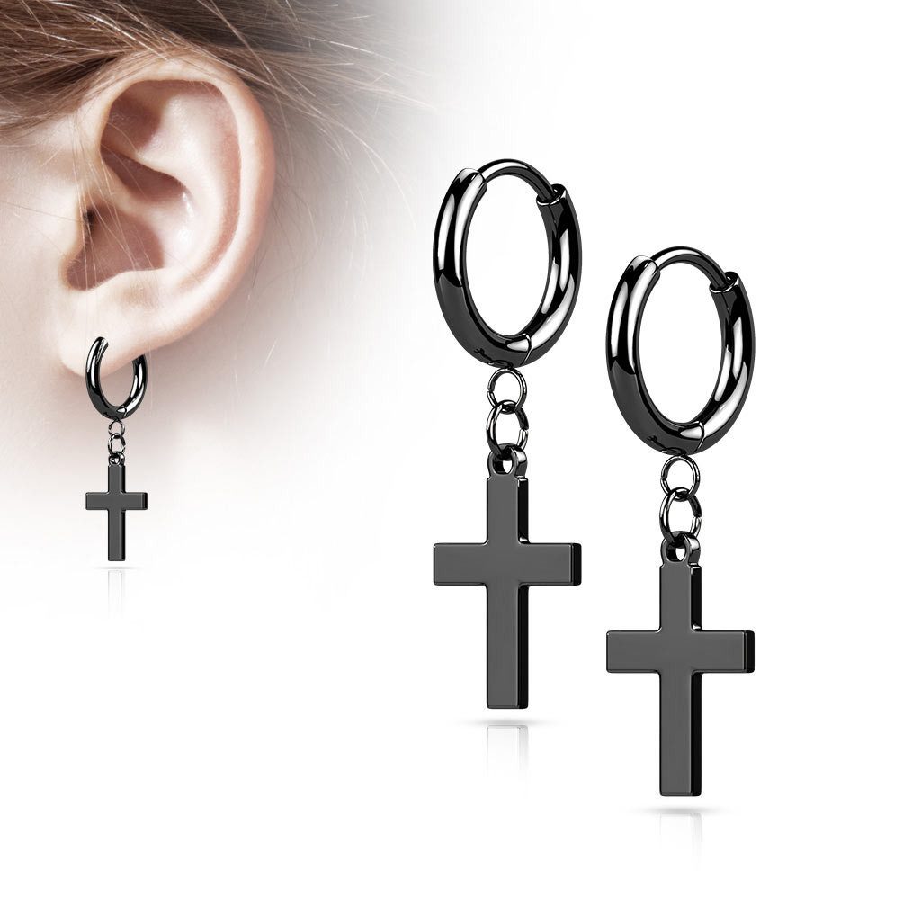 Order & Smile Schmuck Paar Ohrhänger Kreuz Creolen: Edelstahl Ohrringe